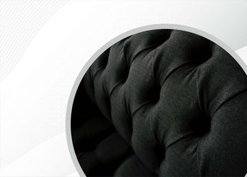 JVmoebel Chesterfield-Sofa, Chesterfield 2 Sitzer Schwarz Textil Stoff Möbel Wohnzimmer Couchen