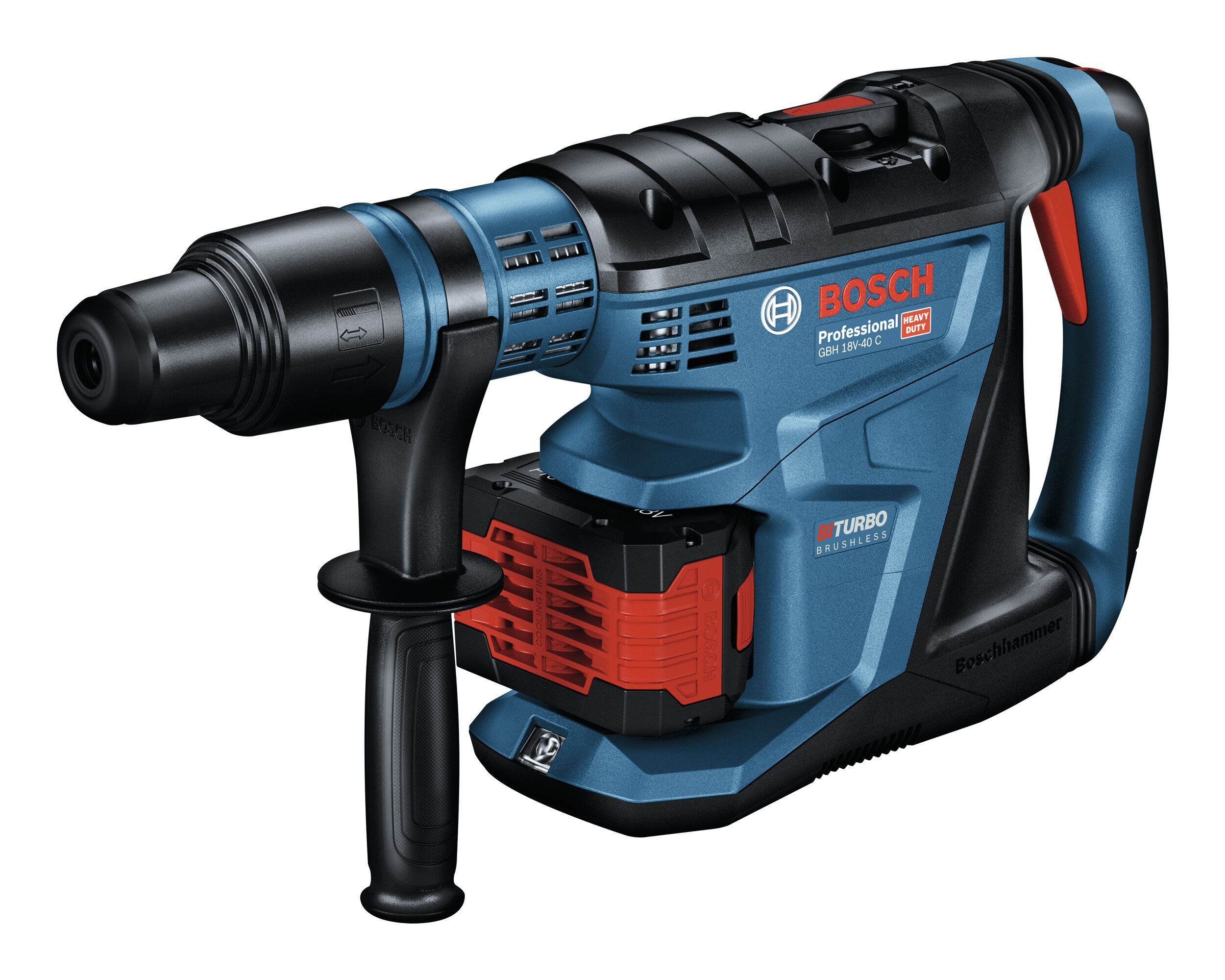 BOSCH Akku-Kombibohrhammer GBH 18V-40 C, 18 V, max. 360 U/min, Bohrhammer BITURBO mit SDS max mit 2x Akku ProCORE 5,5 Ah - im XL-BOXX