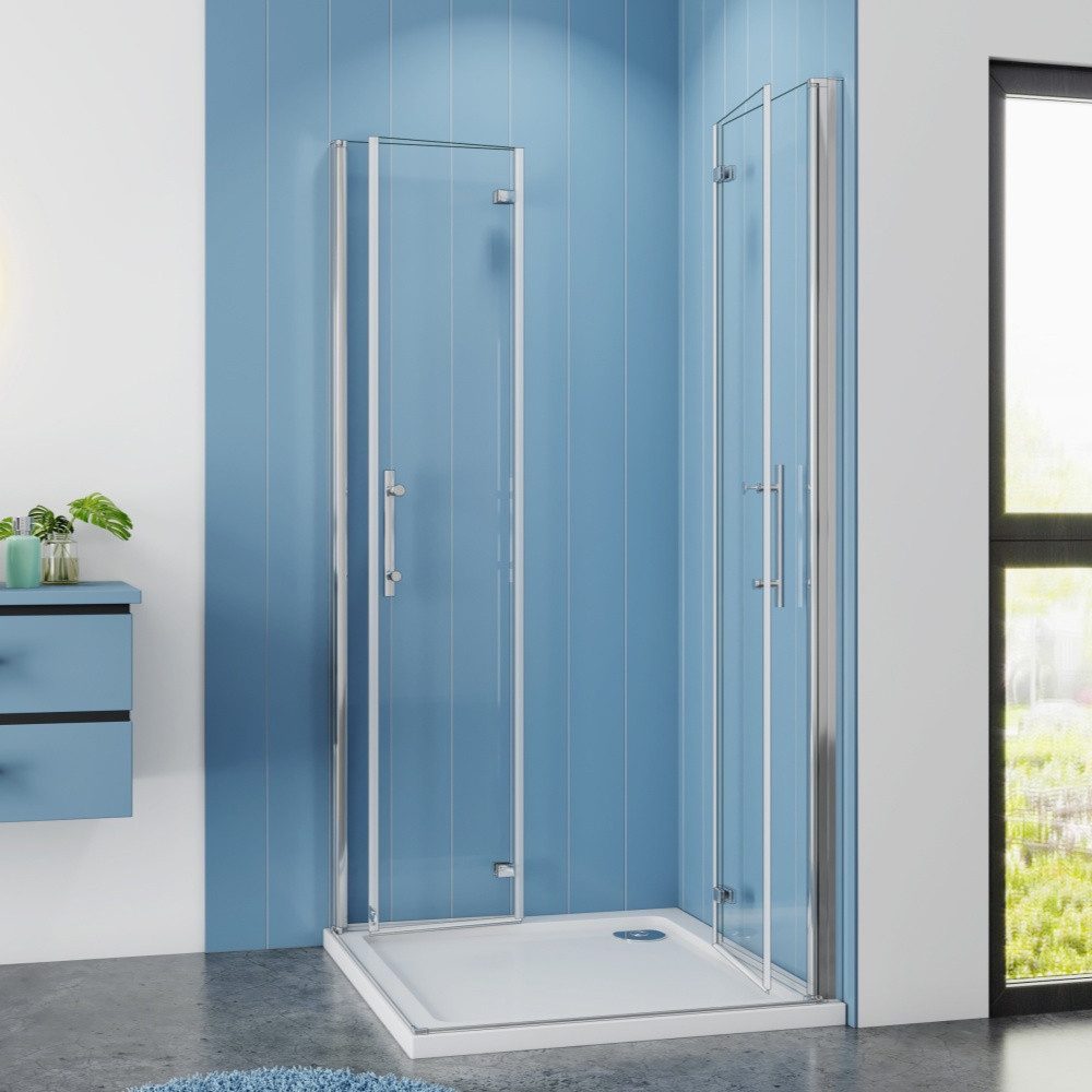 Duschparadies Dusch-Falttür 185cm Scharniertür Falttür Duschkabine Duschabtrennung Duschtür, 70x185 cm, Easyclean Sicherheitsglas, beidseitig montierbar – Bild 4 von 5