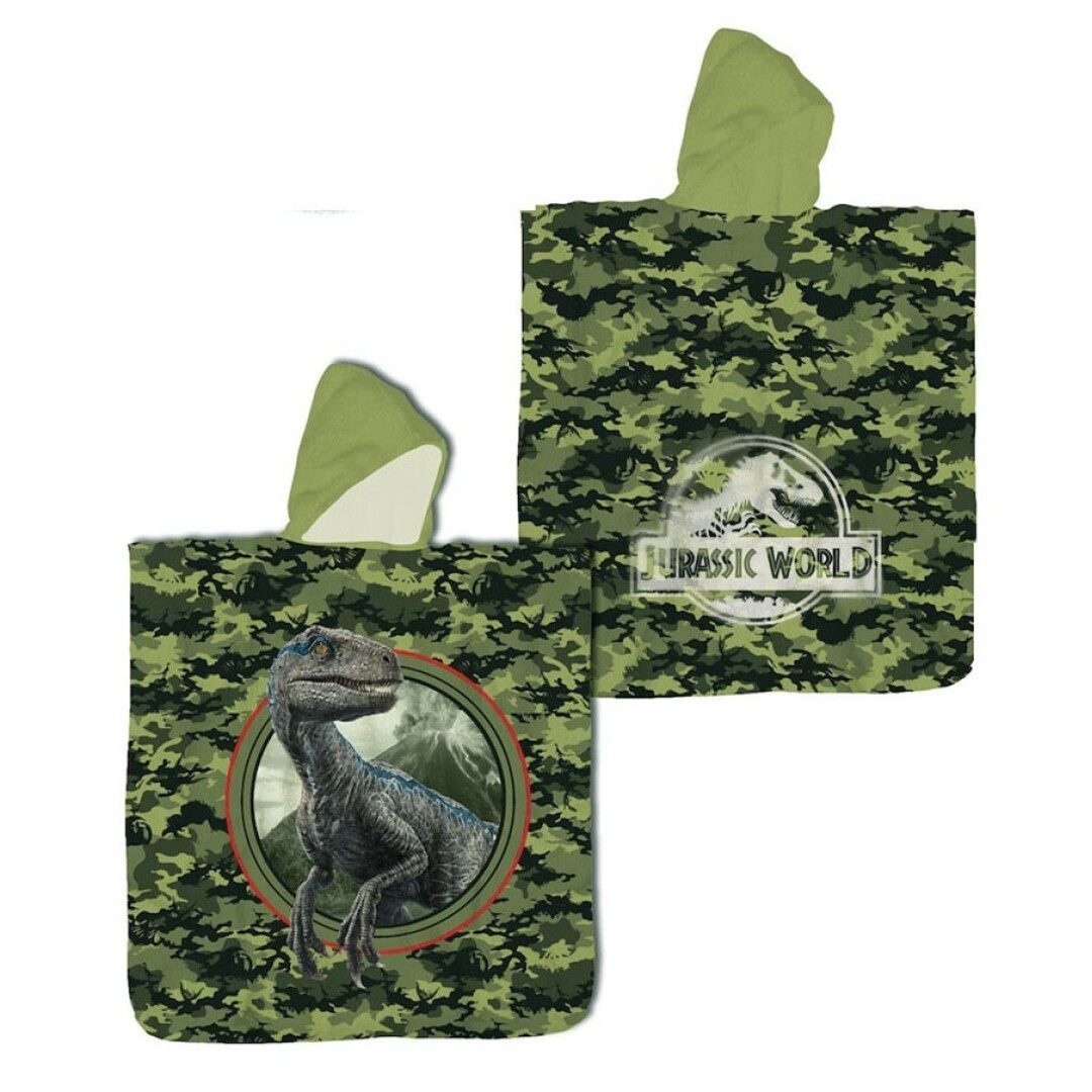 Jurassic World Badeponcho Raptor, Baumwolle, mit Kapuze, Kinder Kapuzenhandtuch 60 x 120 cm