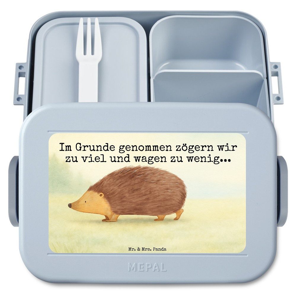 Mr. & Mrs. Panda Butterdose Igel Herzen Design, Bentobox, Blau Pastell, Lustige Sprüche, Bentobox, Polypropylen lebensmittelecht, (Packung), Geschenk Snackdose Snackbox