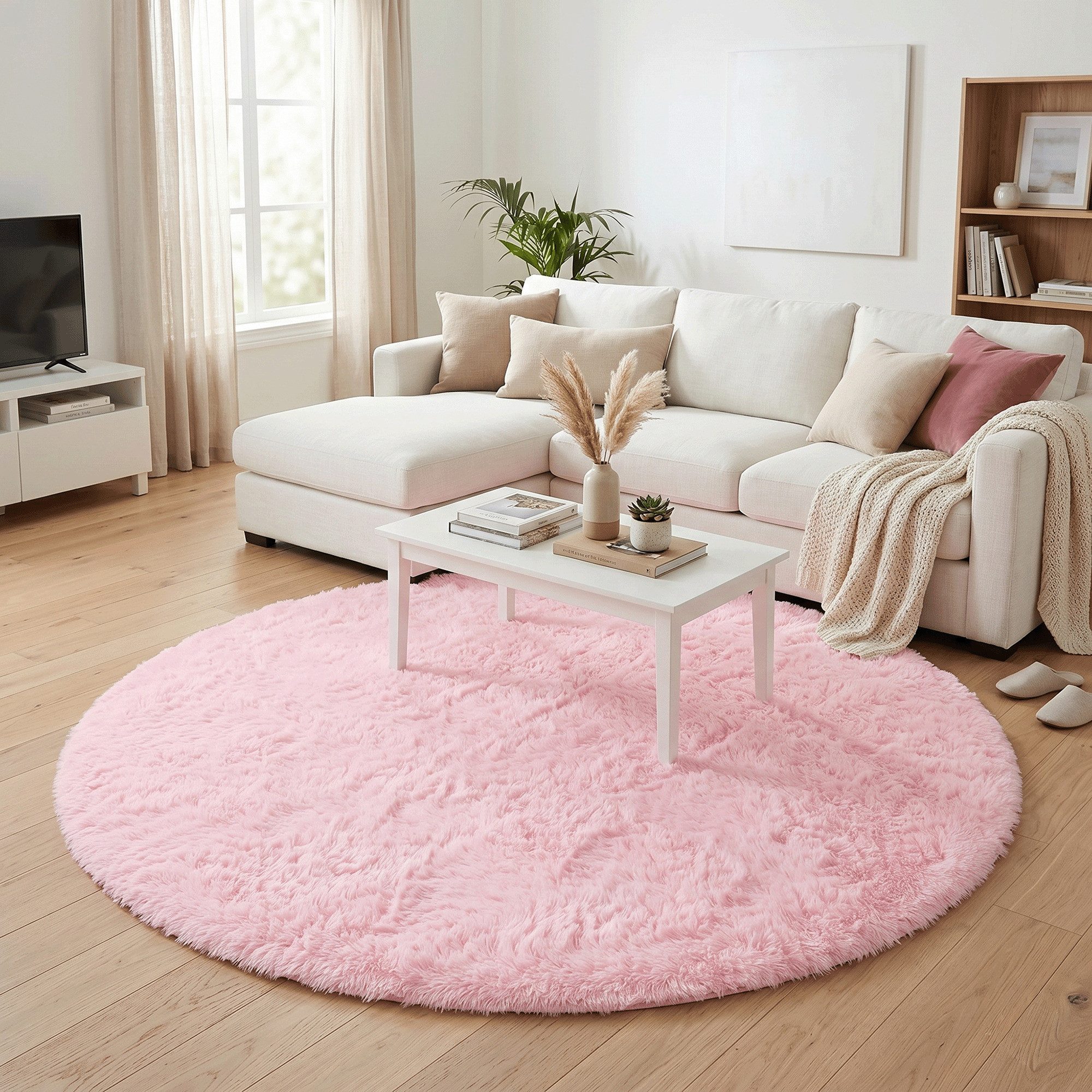 Pergamon Hochflor-Teppich Hochflor Shaggy Teppich Fluffy Rund, Rund, Höhe: 40 mm