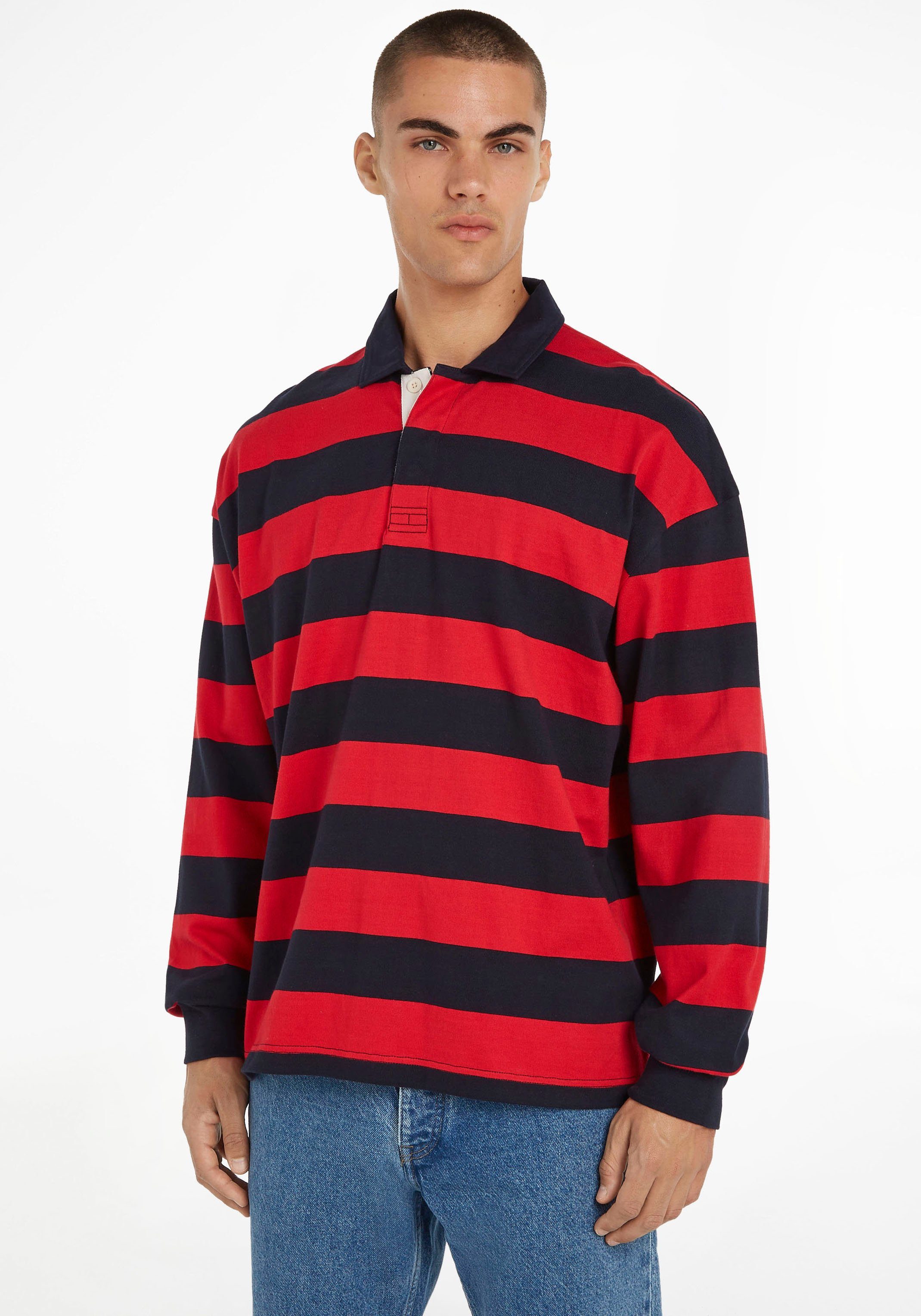 Tommy Hilfiger Sweater BLOCK STRIPED RUGBY im Streifendesign Primary Red/Desert Sky