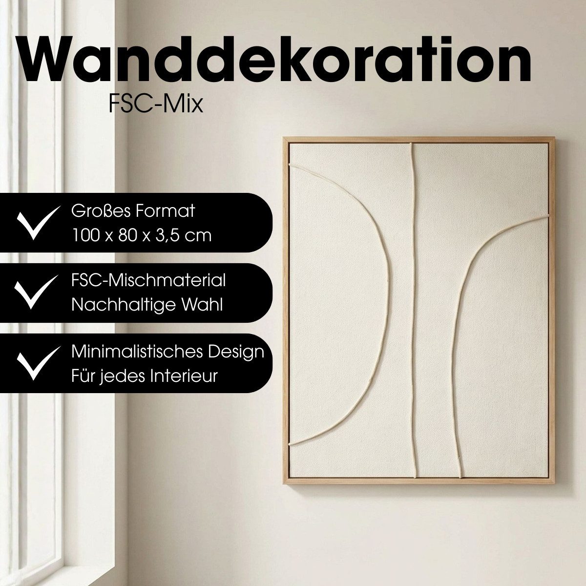 Mica Decorations Wanddekoobjekt Mica Wanddeko Beige 100x80 cm