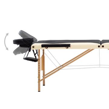 vidaXL Massageliege Massageliege Klappbar 3-Zonen mit Holzgestell Schwarz und Beige