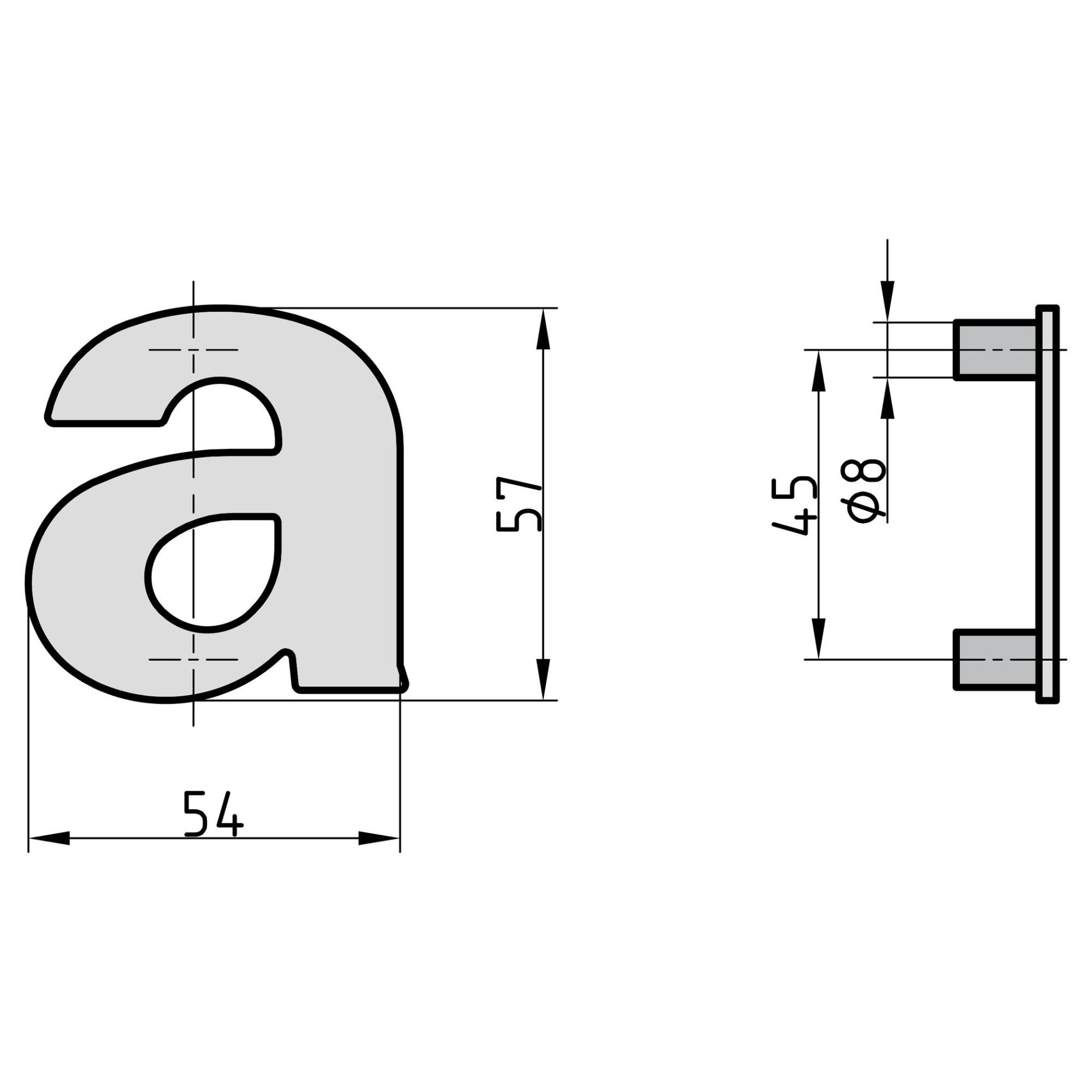 BASI Hausnummer, (Packung), aus Stahl, anthrazit, Wetterfest, Buchstabe a