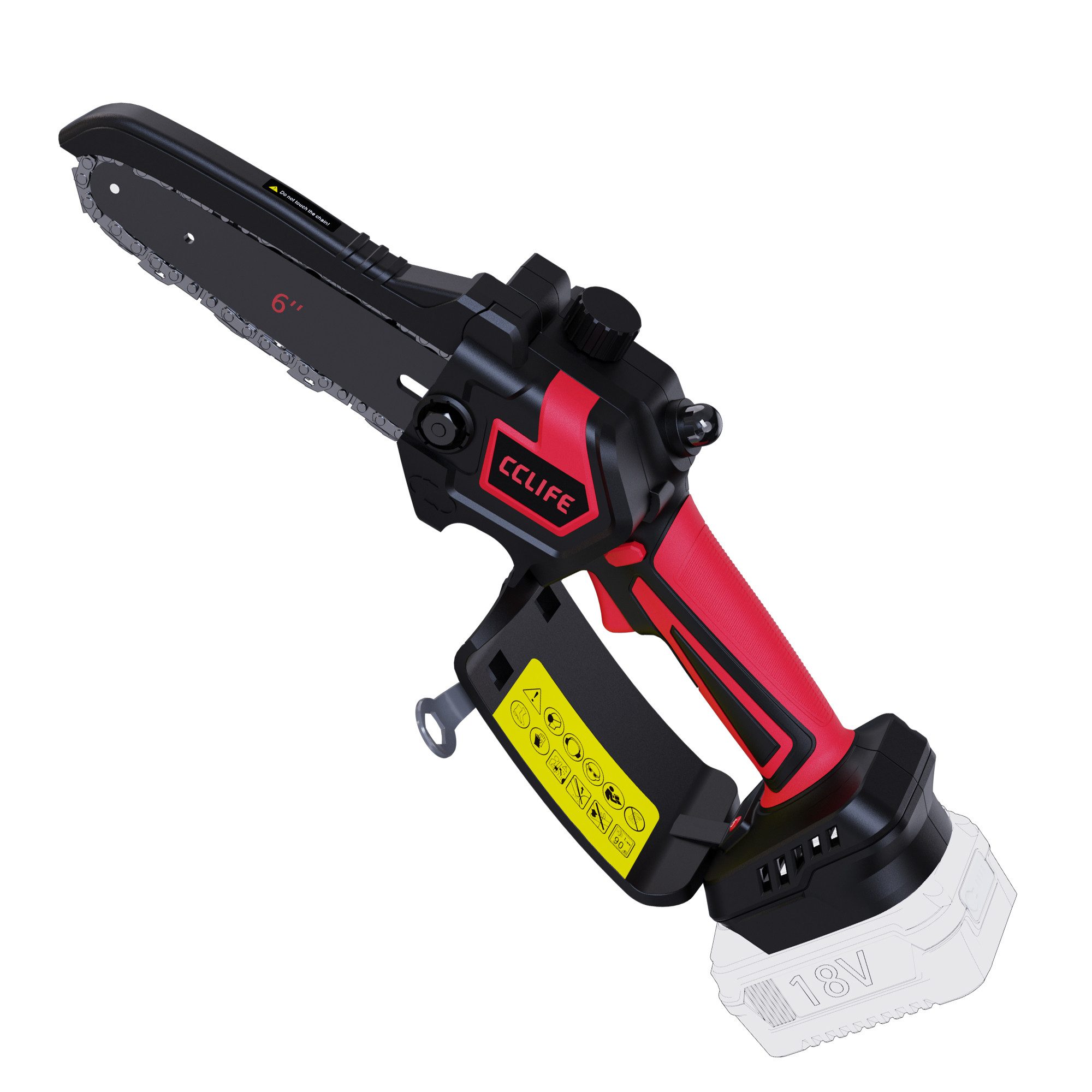 CCLIFE Akku-Kettensäge CCLIFE Mini Akku Kettensaege 6 Zoll 18V Werkzeuglose Kettenspannung