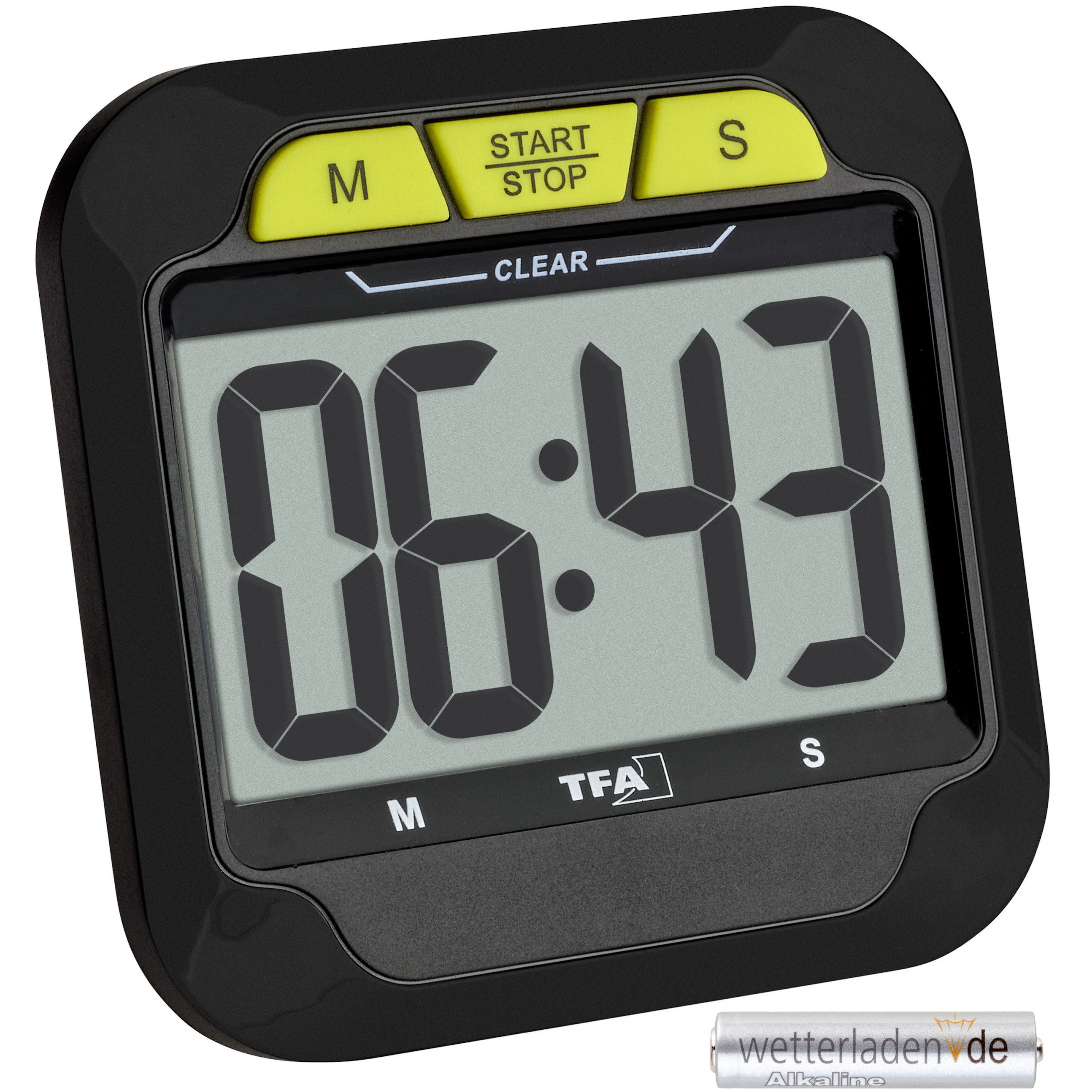 TFA Dostmann Küchentimer Digital TFA 38.2054 Timer und Stoppuhr große Ziffern
