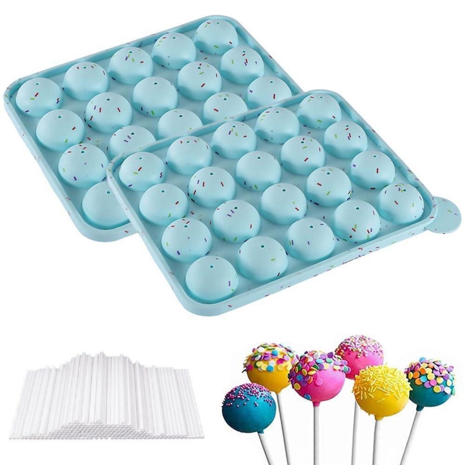 LuxusKollektion Cake-Pop-Form Cake Pop Silikonform 20er Set mit 100 Sticks Blau