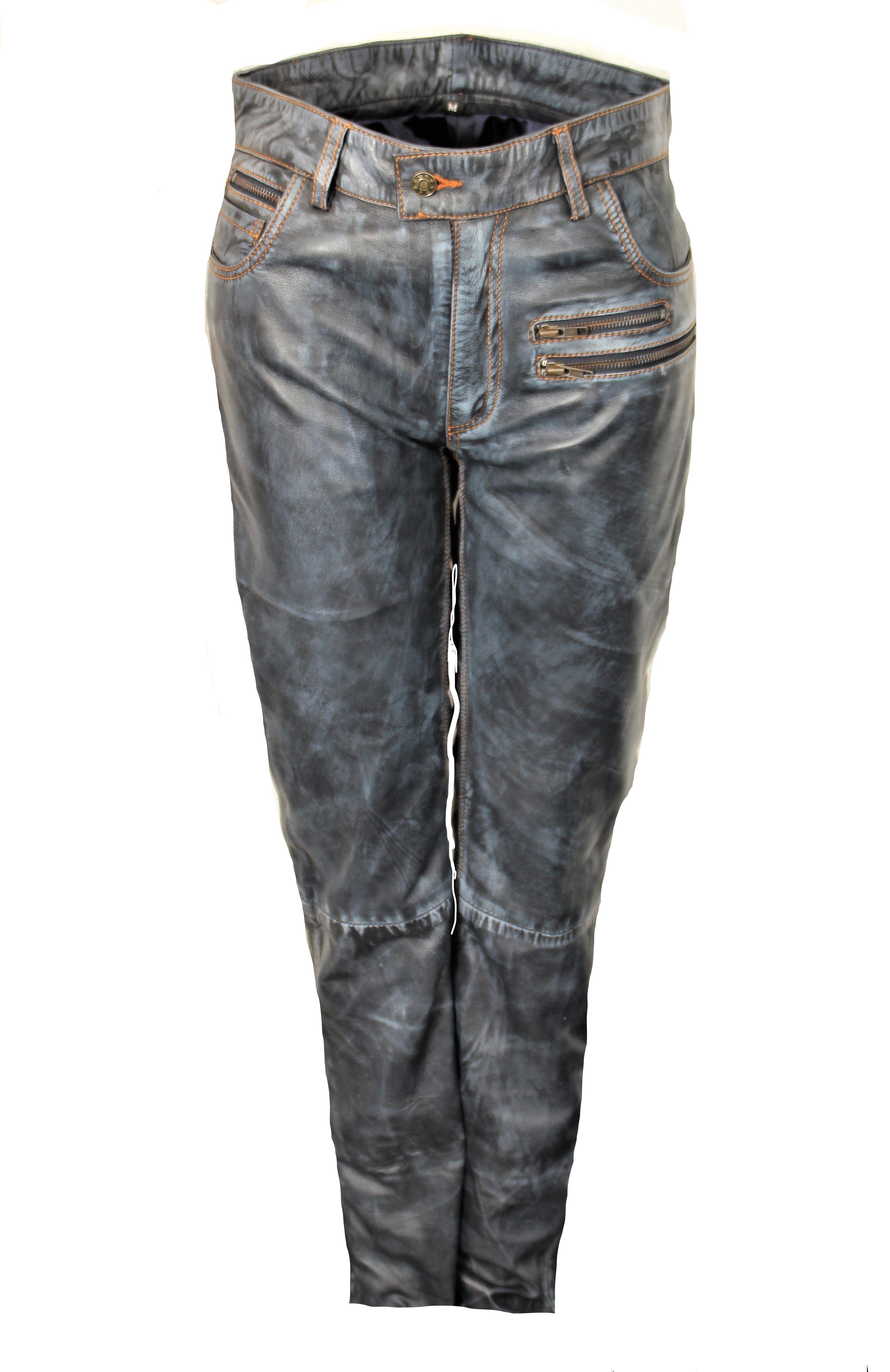 Be Noble Lederhose Texas Vintage Vintage Lederhose in blau aus echtem Leder
