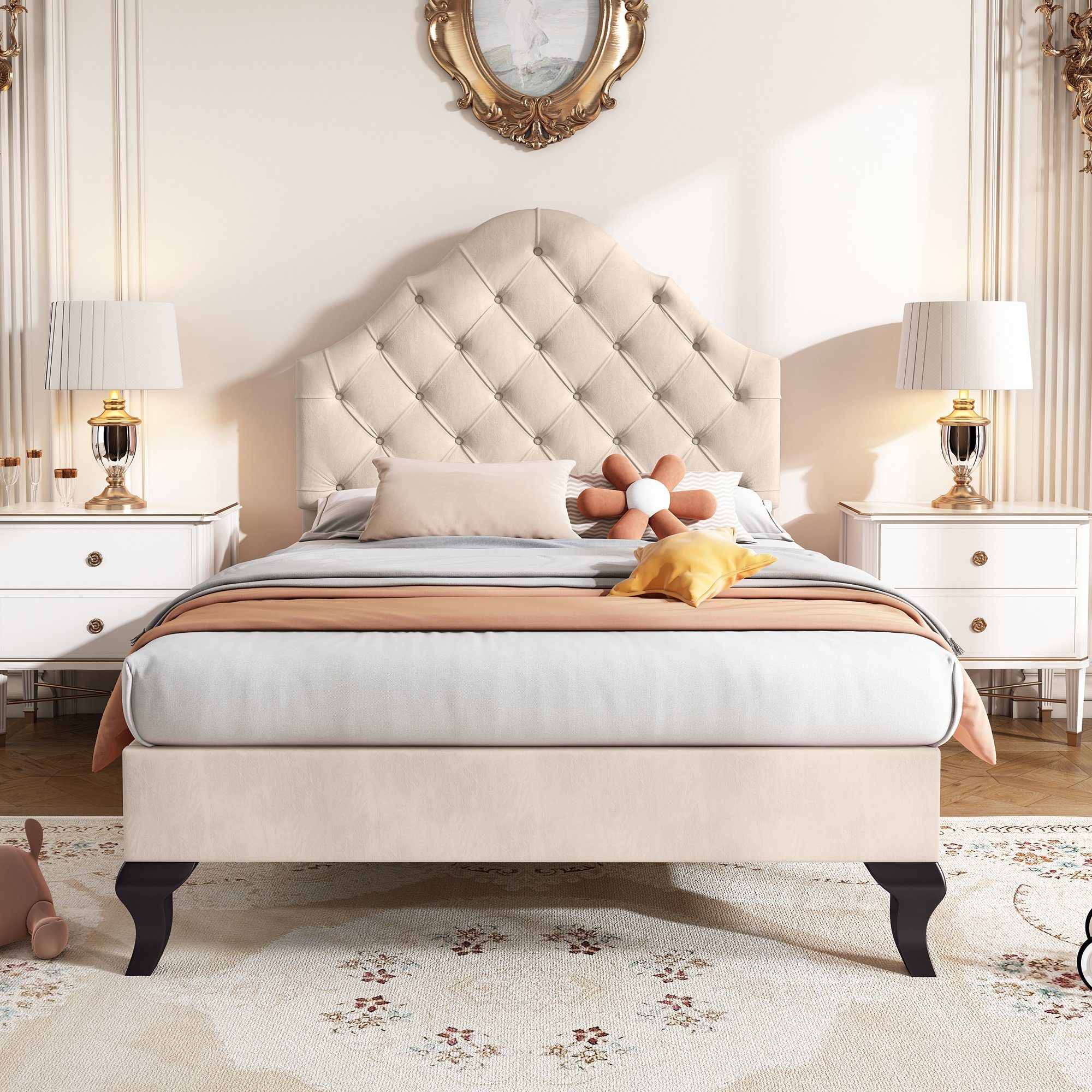 Flieks Polsterbett, Samt Einzelbett mit höhenverstellbarem Kopfteil 90x200c günstig online kaufen