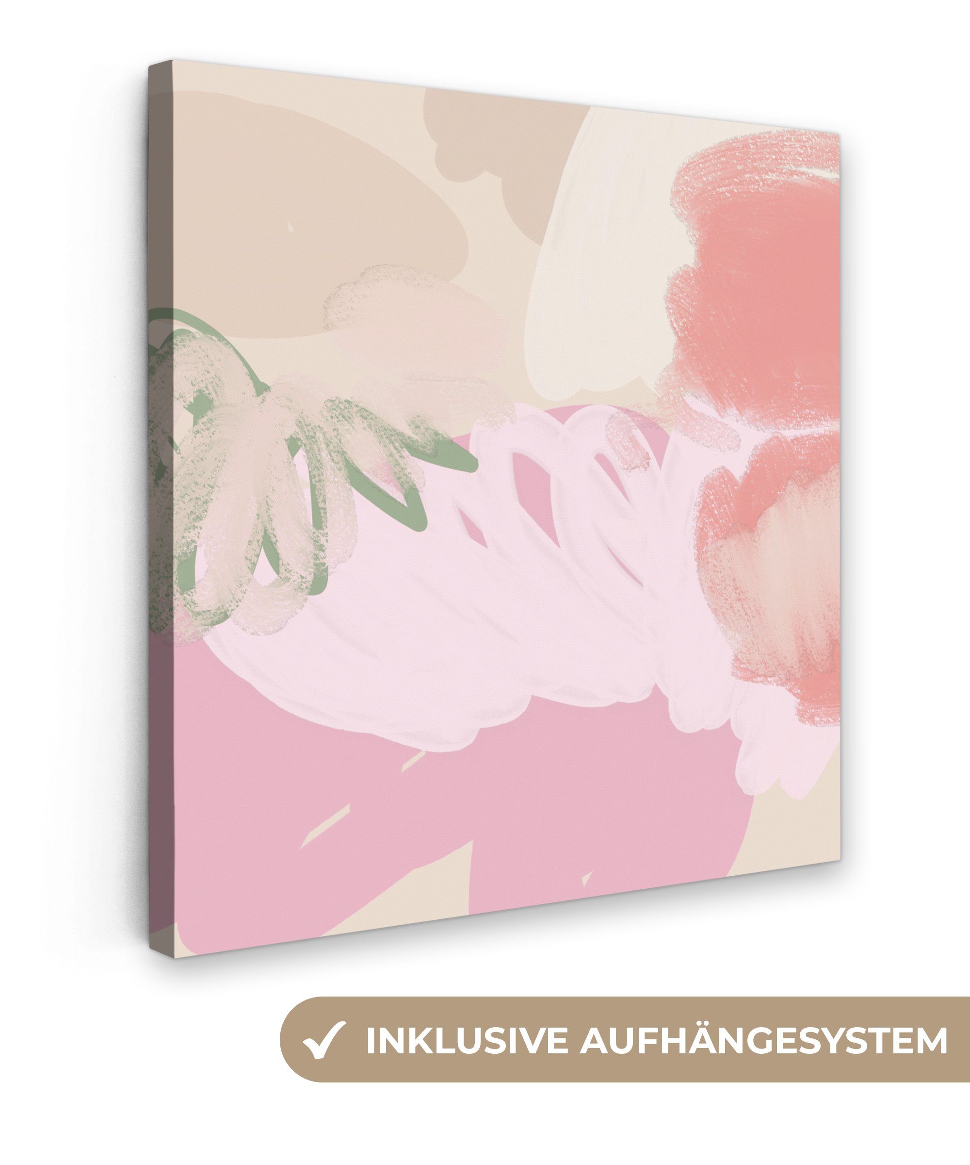 Abstrakt Leinwand Leinwandbild St), Rosa (1 Bilder cm Schlafzimmer, für - 20x20 OneMillionCanvasses® Kunst - Modern, - Wohnzimmer