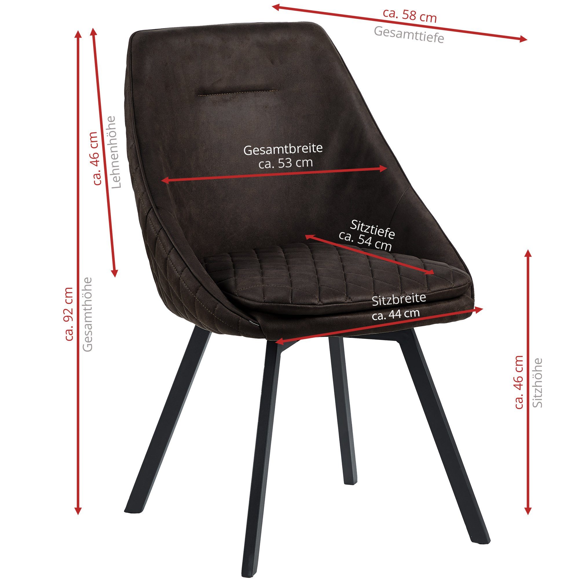 Stück, 1 Essstuhl Dunkelbraun Polsterstuhl drehbar Cassiopeia in Küchenstuhl St), (1 abgesteppter Rückseite mit Antik-Optik TRISENS