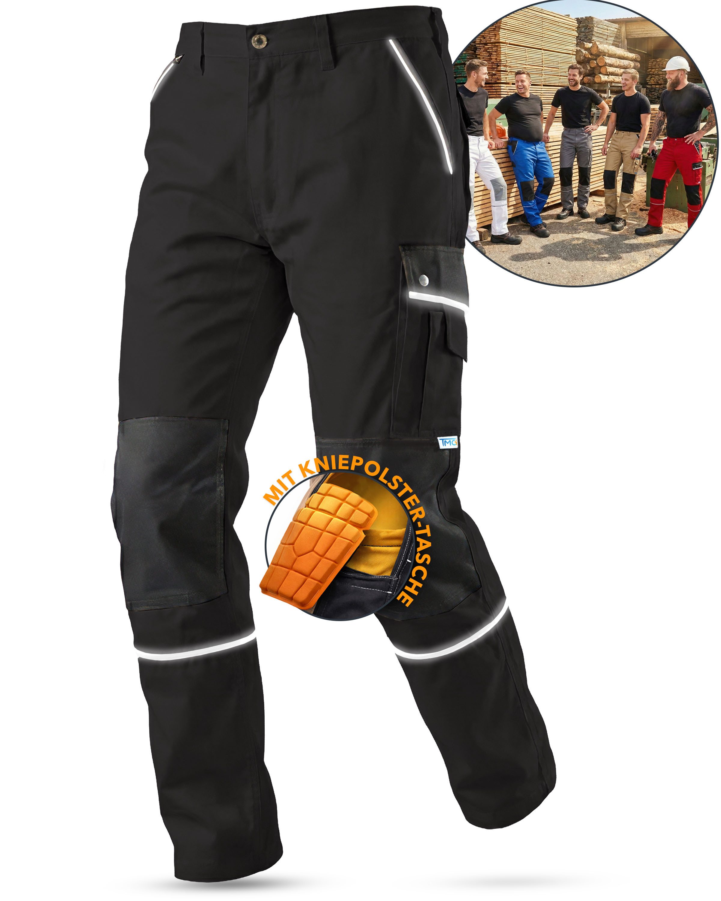TMG International Arbeitshose Arbeitshose Bundhose Cargohose Style Arbeitshose Herren mit Kniepolstertaschen in Übergrößen erhältlich