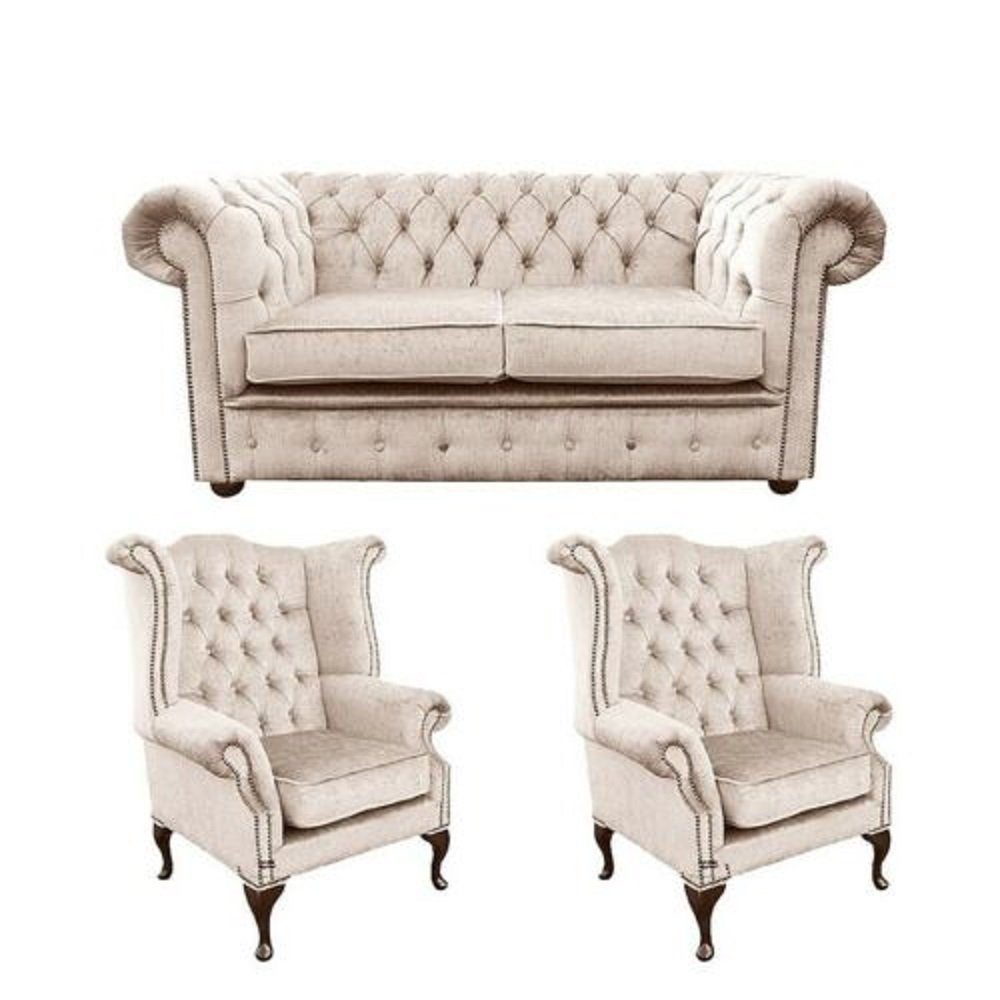 JVmoebel Sofa Weiße Chesterfield Design Luxus Polster Couch Garnitur, Made in Europe