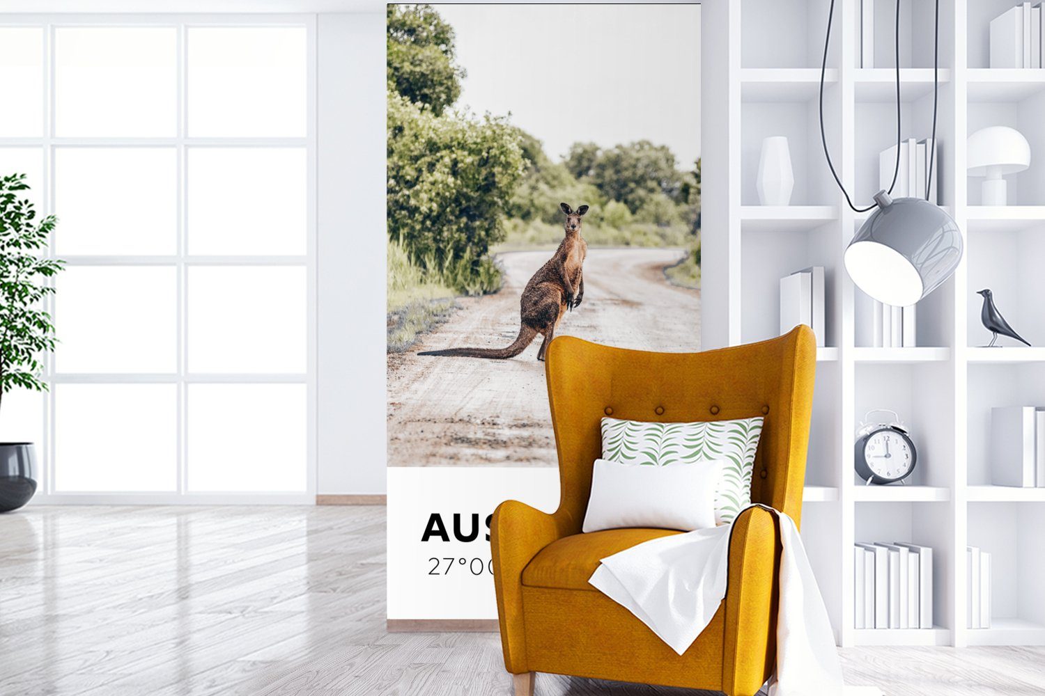 Wohnzimmer Küche, bedruckt, Tiere, St), - Australien Fototapete Känguru MuchoWow Schlafzimmer Fototapete - (2 für Matt, Vliestapete