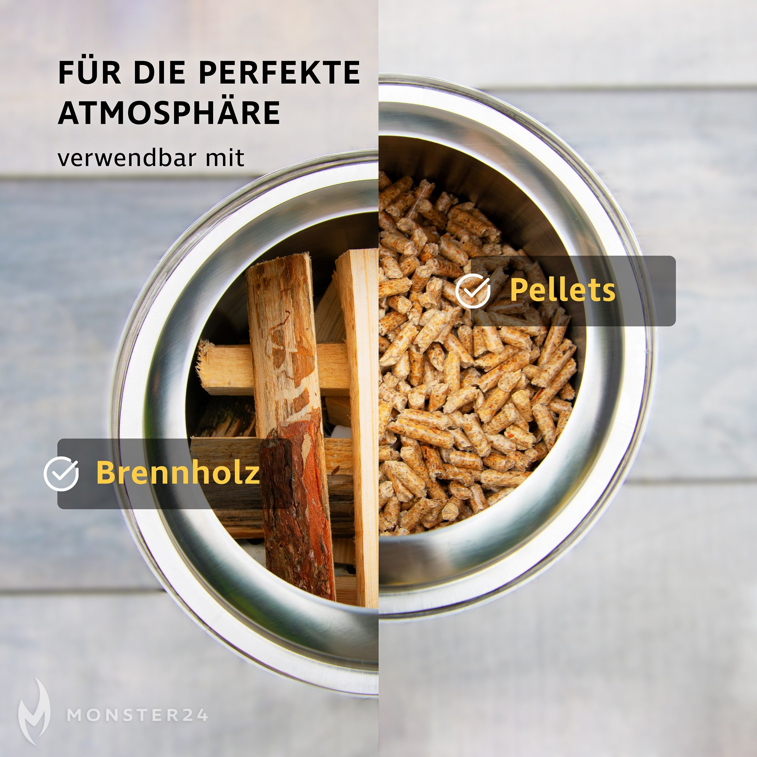 Monster24 Feuerschale Monster24 Mikroofen aus Edelstahl, raucharmer Tischkamin