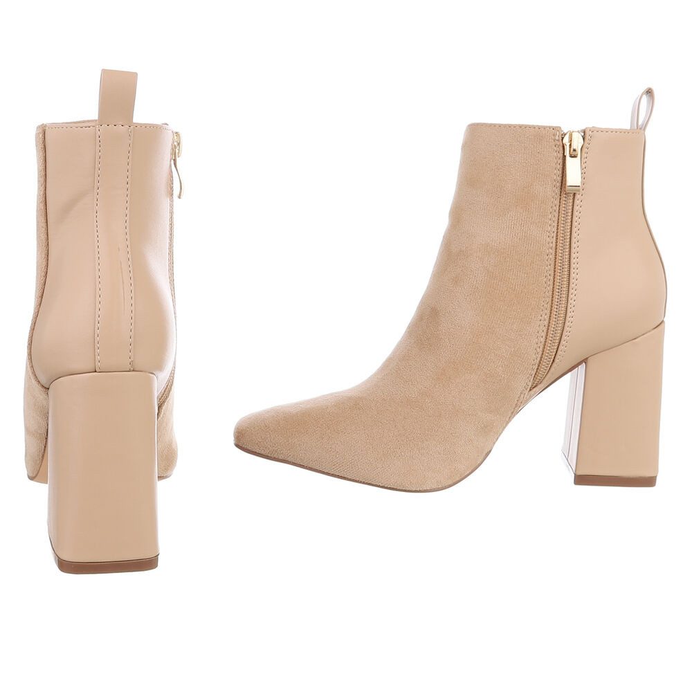 Ital-Design Elegante Ankle Boots mit Blockabsatz für Damen High-Heel-Stiefelette (90542793) Blockabsatz Stiefeletten in Beige – Bild 5 von 5