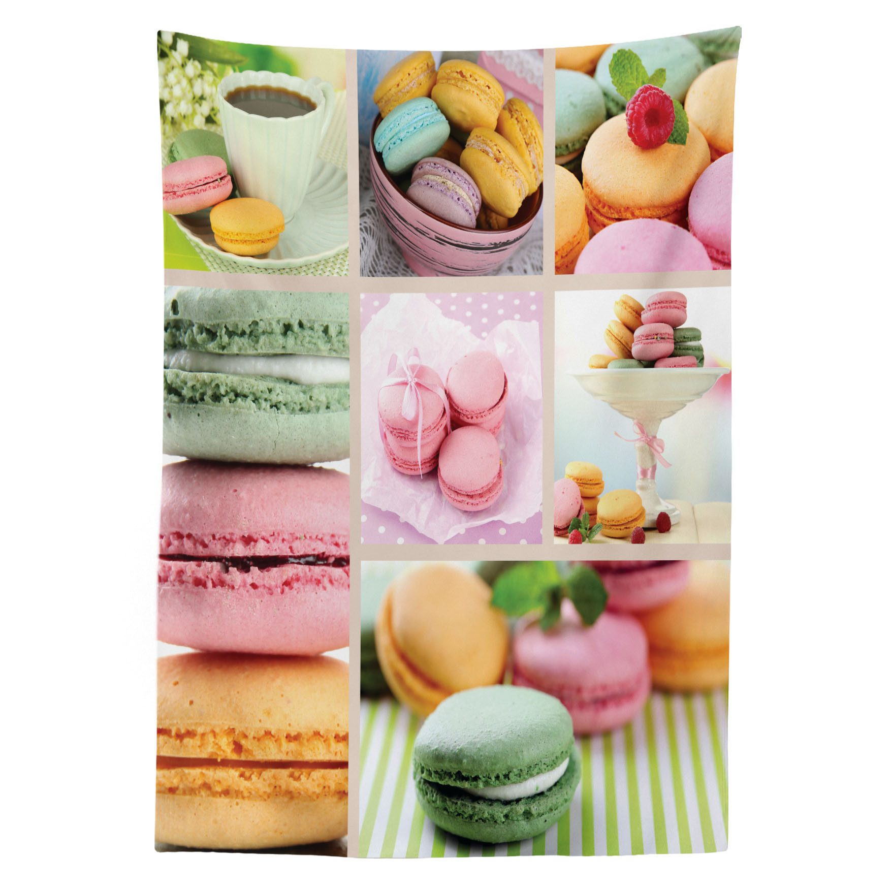 Abakuhaus Tischdecke Farbfest Waschbar Für den Außen Bereich geeignet Klare Farben, Bunt Französisch Makronen Kaffee