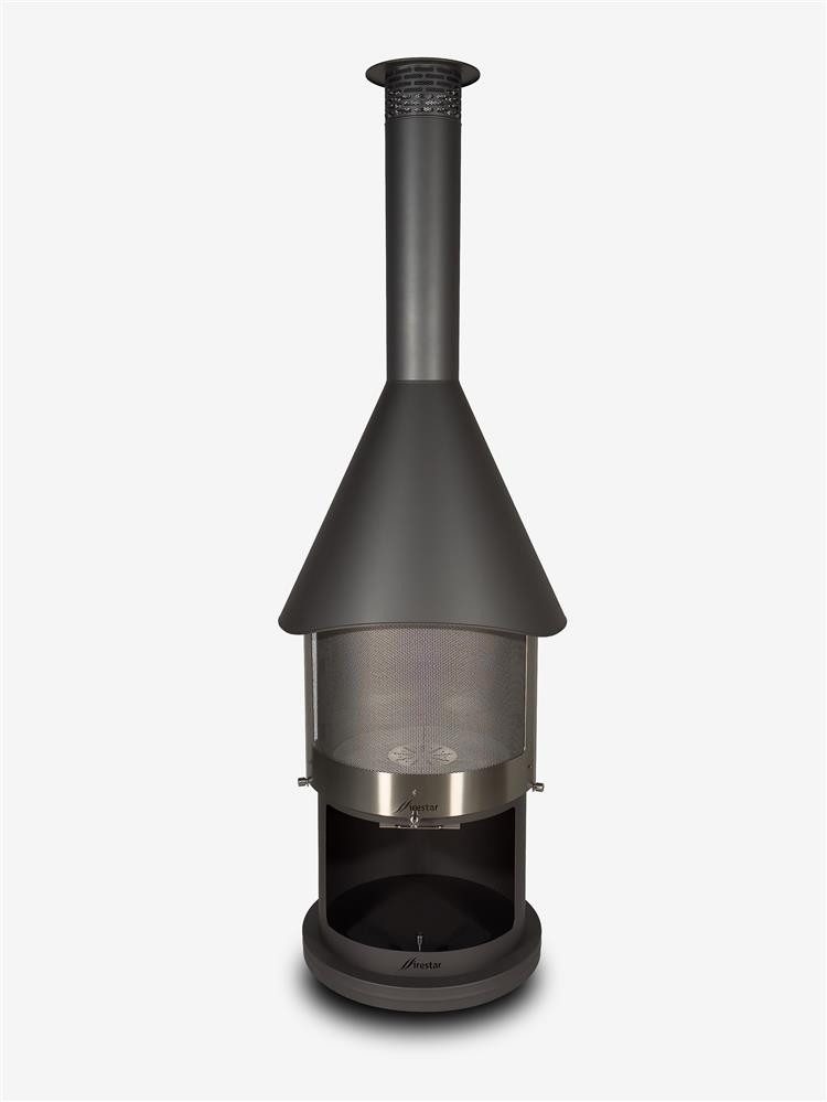 Firestar Gartenkamine Grillkamin DN 700 Swing 3. Generation NEU Edelstahl dunkelgrau Grillkamin Kamin, inklusive Grillrost und Fettschutzpfanne