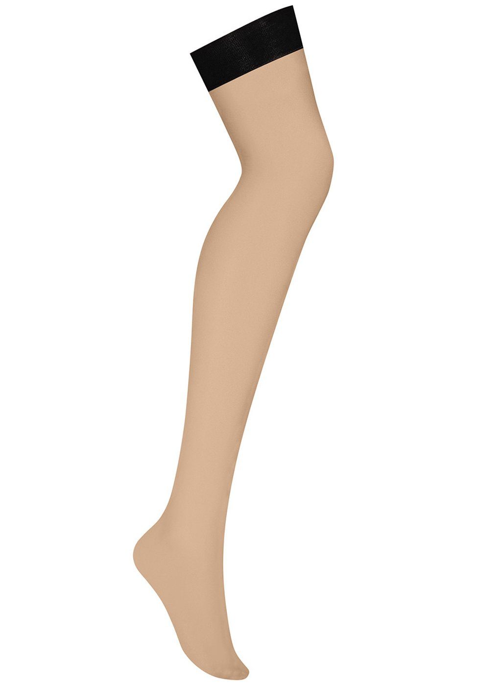 Obsessive Strapsstrümpfe Beige, weiche glänzende Straps Strümpfe (1-Paar) transparent