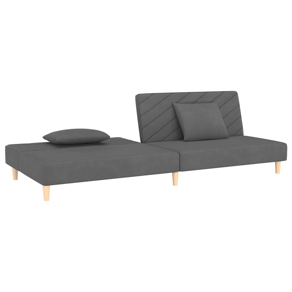 vidaXL Sofa Schlafsofa Kissen Schlaffun Schlafcouch Dunkelgrau 2 mit Samt 2-Sitzer