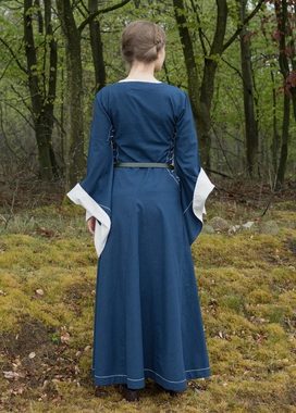 Battle Merchant Ritter-Kostüm Spätmittelalterliches Höllenfensterkleid Bliaut Amal Blau/Natur L
