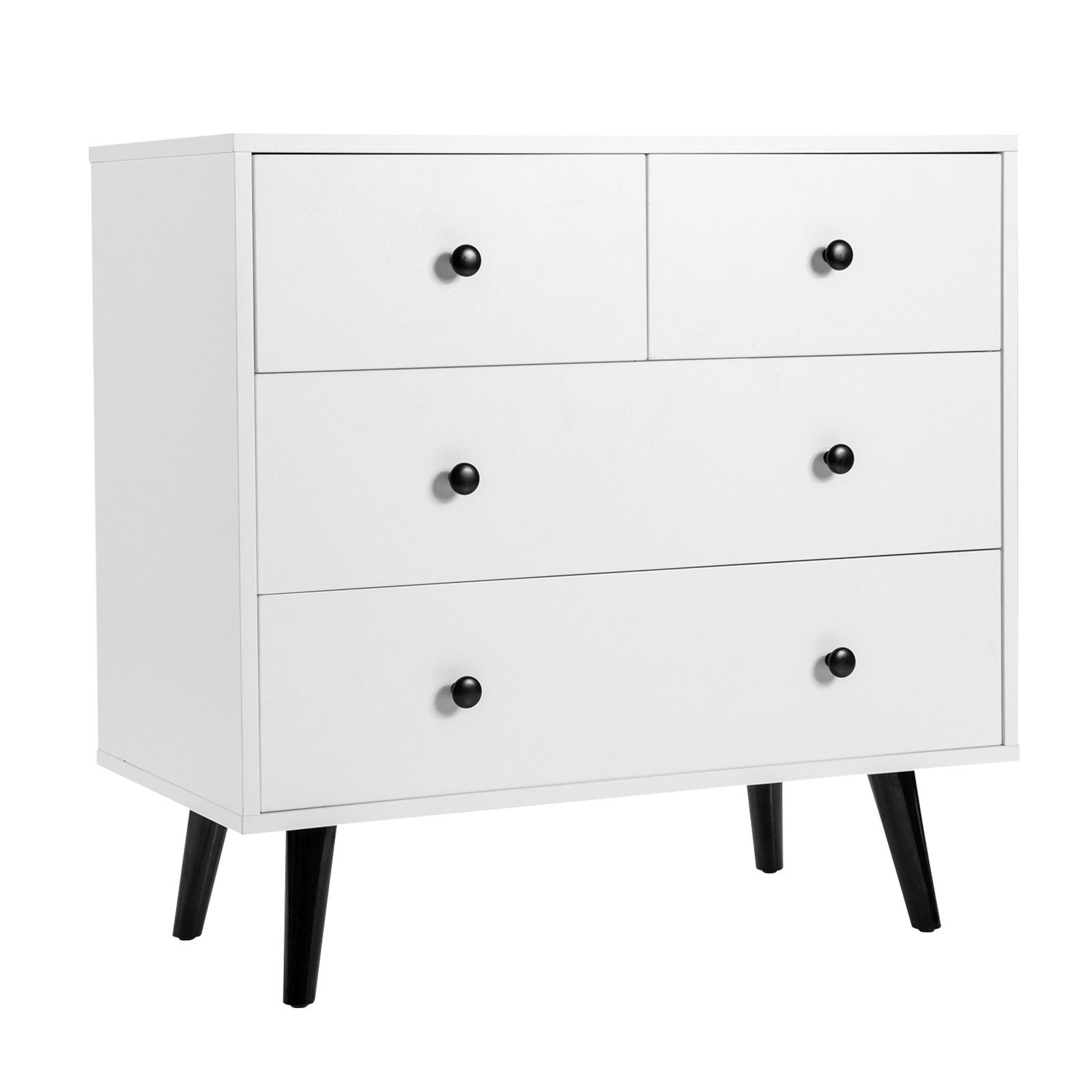 COSTWAY Sideboard, mit 4 Schubladen, Holz, 80x40x77cm, Weiß
