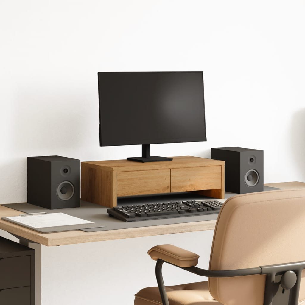 vidaXL Monitor-Halterung Monitorständer mit Schubladen Artisan-Eiche 50x27x15 cm, (1-tlg)