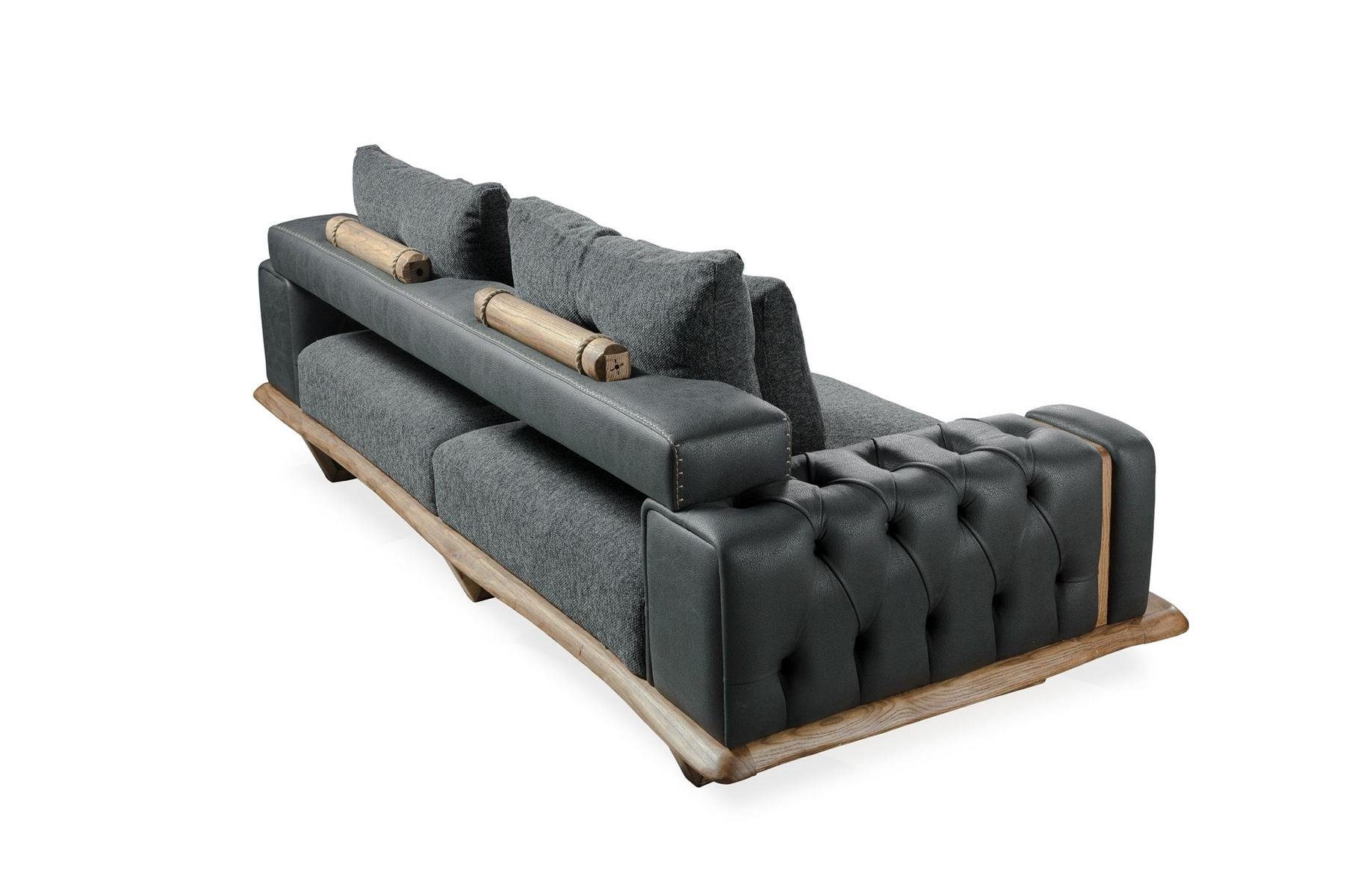 Couch Wohnzimmer 3+1 Sofa Sofagarnitur + Sofa, Holz Set Modern JVmoebel Textil Sessel