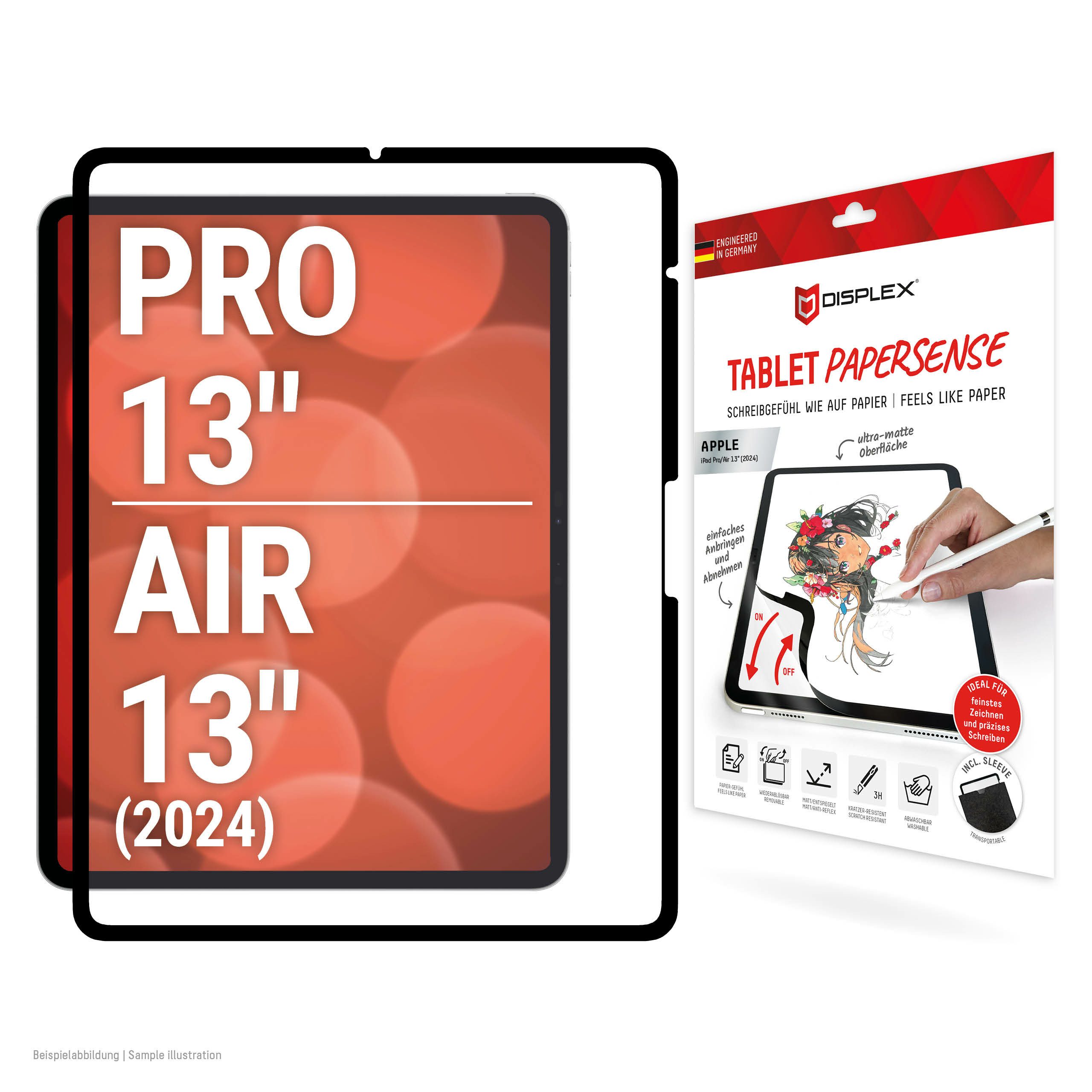 Displex Displayschutzglas PaperSense für iPad Pro 13" (2024), iPad Air 13" (2024), wiederablösbar