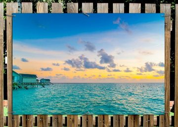Wallario Sichtschutzzaunmatten Wasserhäuser auf den Malediven