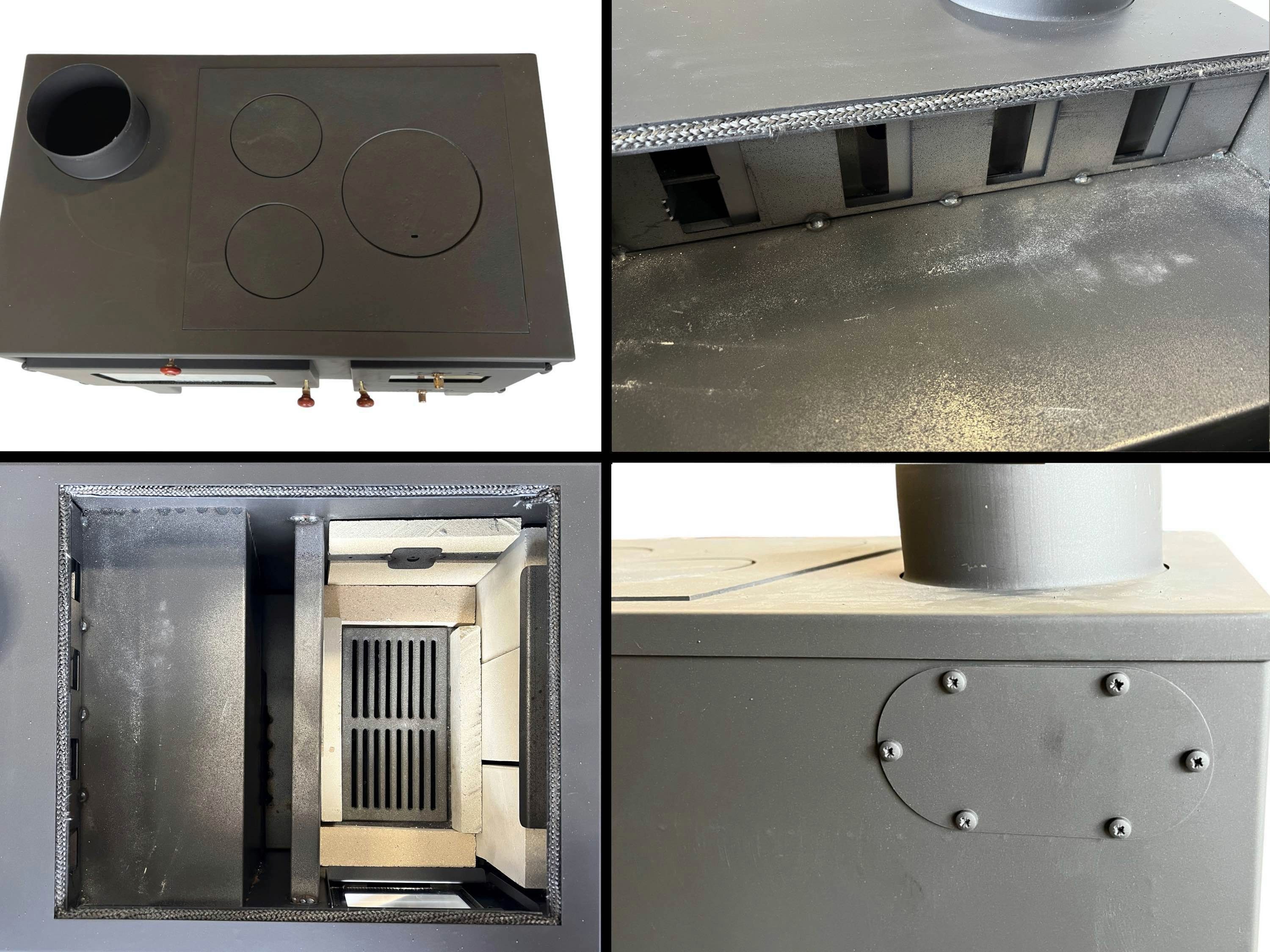 Backfach Ofen, mit Herdplatte Alegra und Email Mehrfachbelegung kW Holzofen 6,00 Ltd Kupro Kaminofen