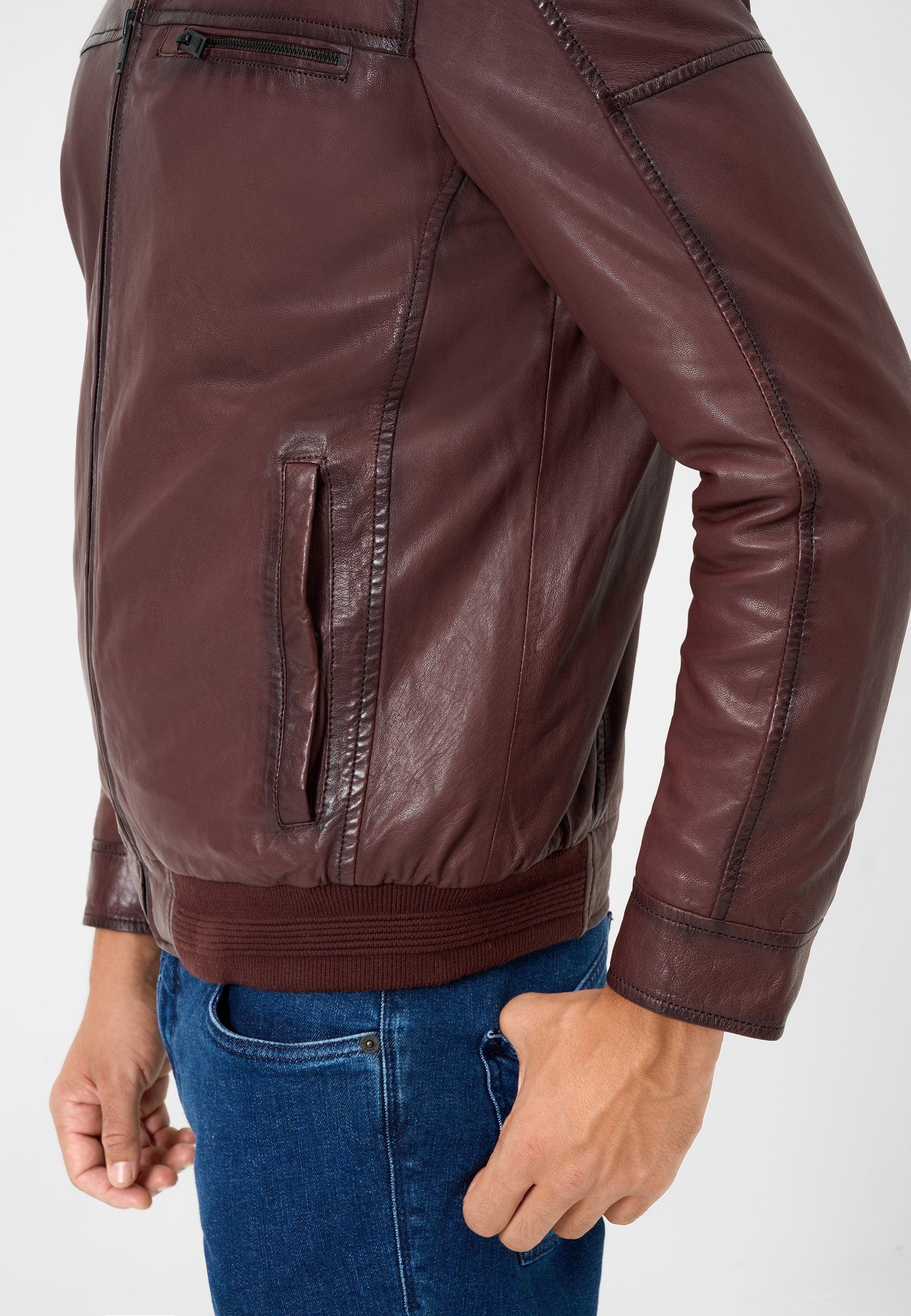 RICANO Lederjacke Ricma Lederjacke im Blouson-Stil mit Stehkragen und Baumwoll-Innenfutter