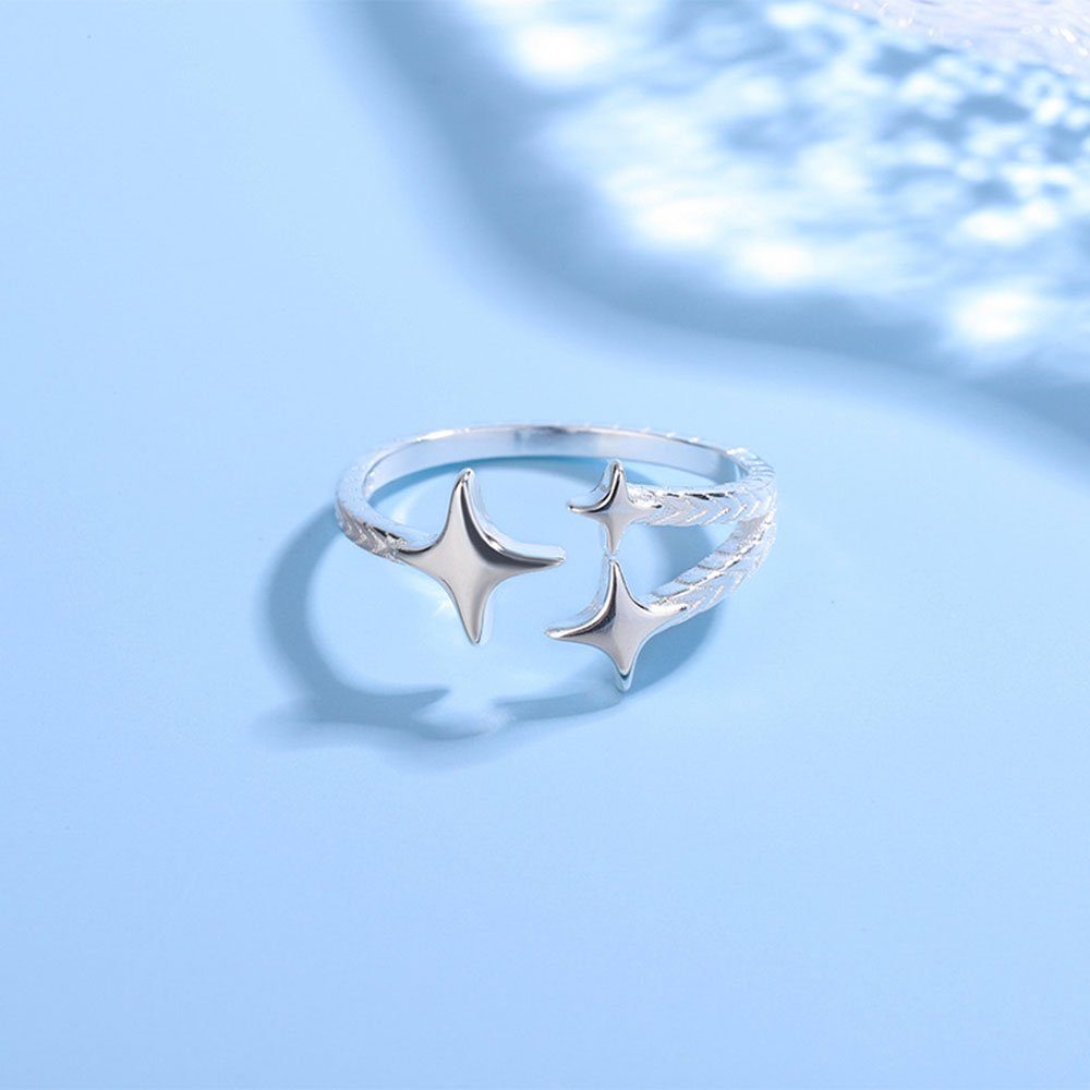 Ringe, Ring für Sternschnuppenring Fingerring Damen, Silberring, Stern Haiaveng verstellbarer S925