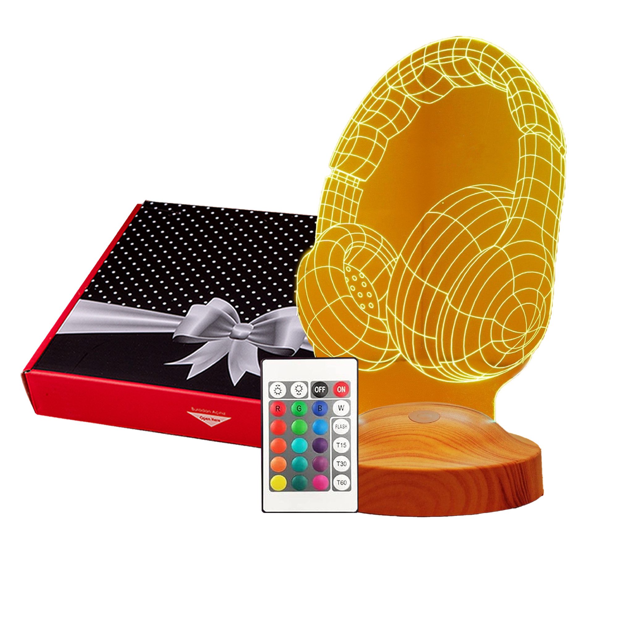 Geschenkelampe LED Nachttischlampe Kopfhörer 3D mehrfarbige Lampe Geschenk für Musiker, Sänger, Leuchte 7 Farben fest integriert, Geschenk für Freunde, Kollege