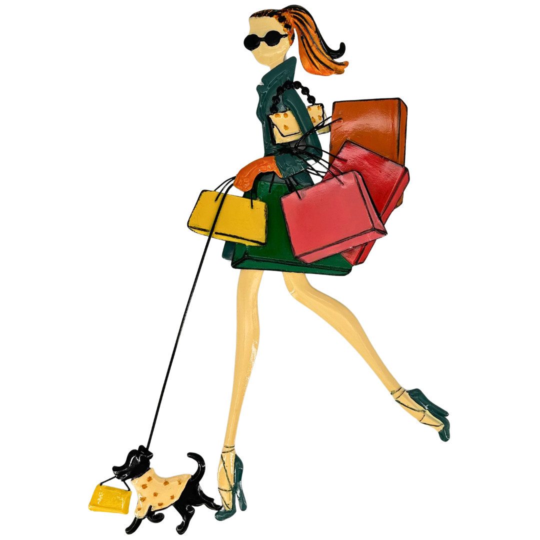 abc HOME Wanddekoobjekt Frau mit Einkaufstaschen, Metall günstig online kaufen