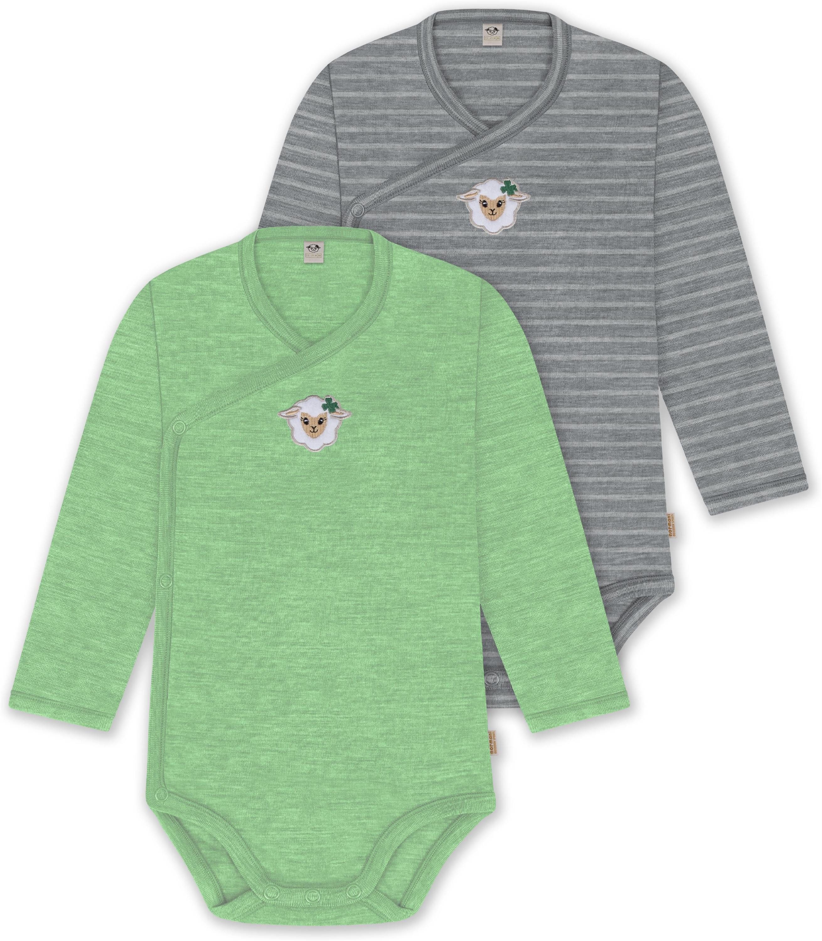 Langarmwickelbody 2er Pack Bio Baby-Body Langarm Wickelbody