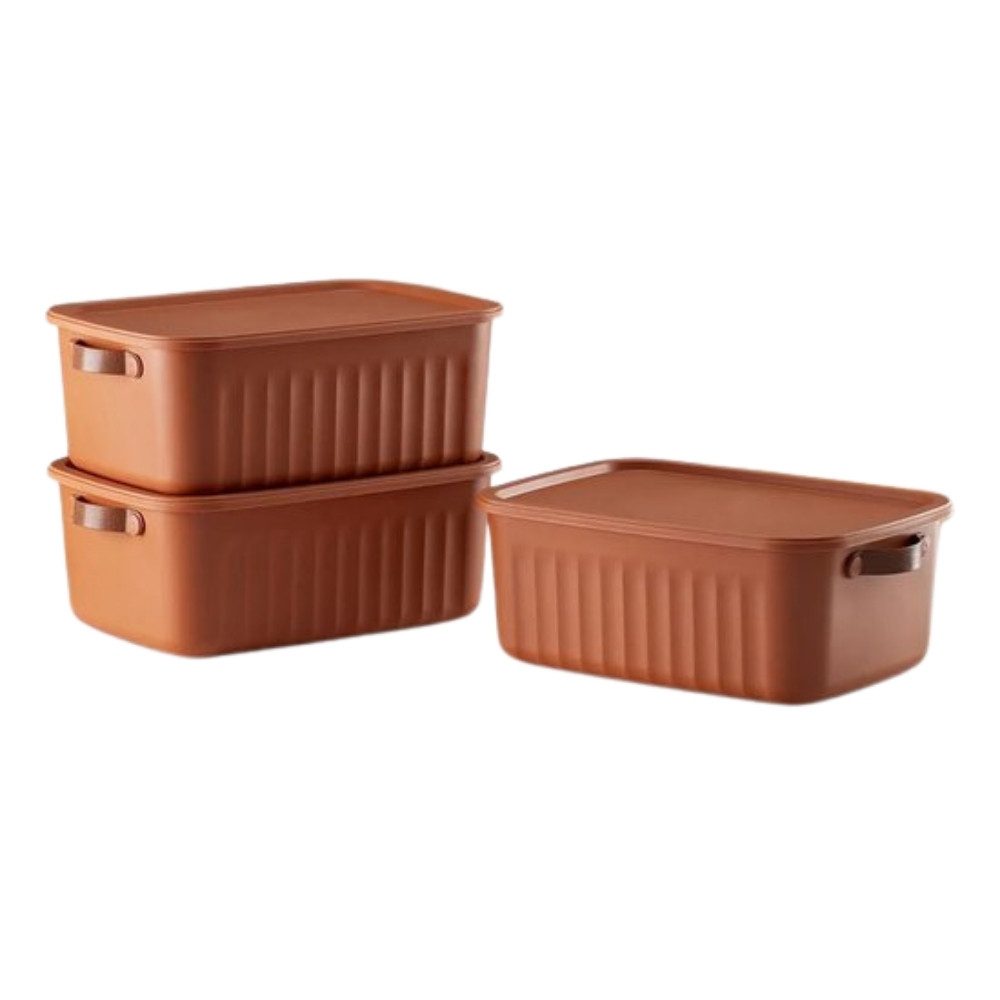 Luxury Bites Aufbewahrungsbox mit Deckel, 20L-15L -10L BPA-freie Kunststoff, nestbar und stapelbar (6 Farben, 9 Farbkombiationen, 3er Set)