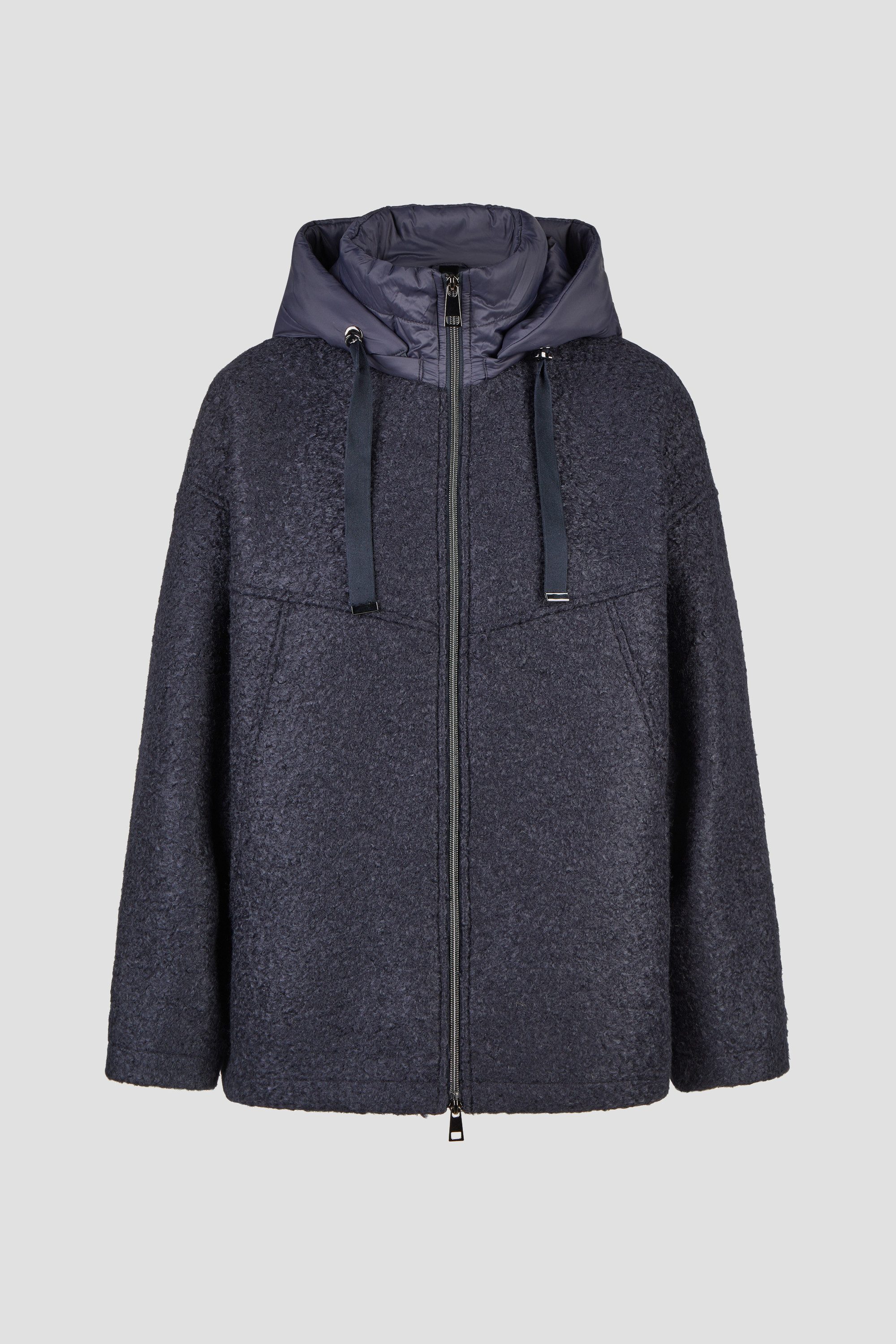 Barbara Lebek Wolljacke Boucléjacke Damen mit wattierter Kapuze
