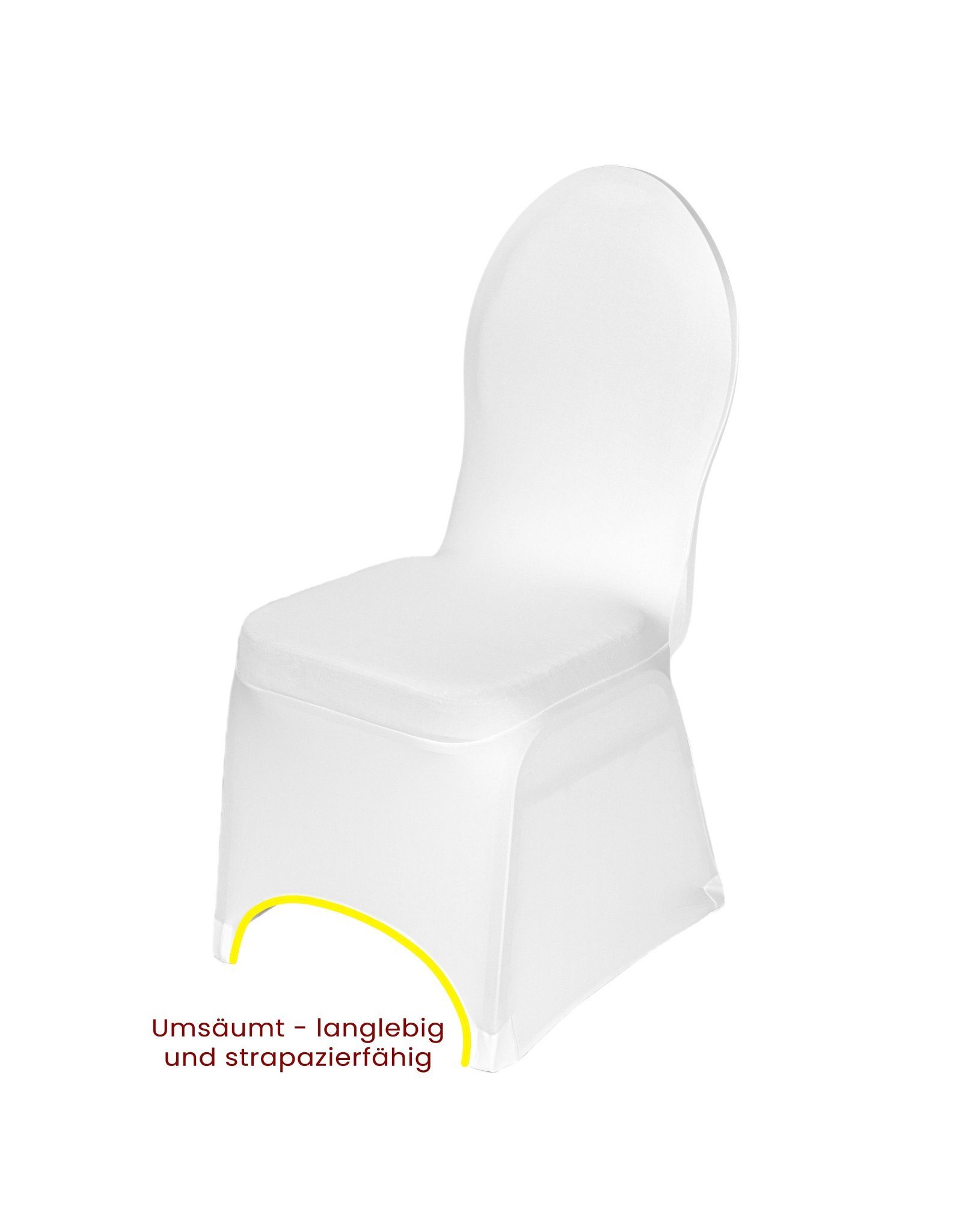 TexDeko Stuhlhusse Universeller Stretch Stuhlbezug für Bankettstühle mit oder ohne Rock, Gastronomie-Qualität, langlebig & strapazierfähig (10% Elastan)