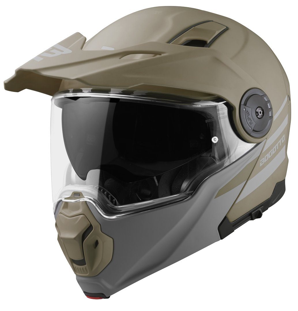 Bogotto Motocrosshelm FG-102 Duo Fiberglas Klapphelm, integriertes Sonnenvisier