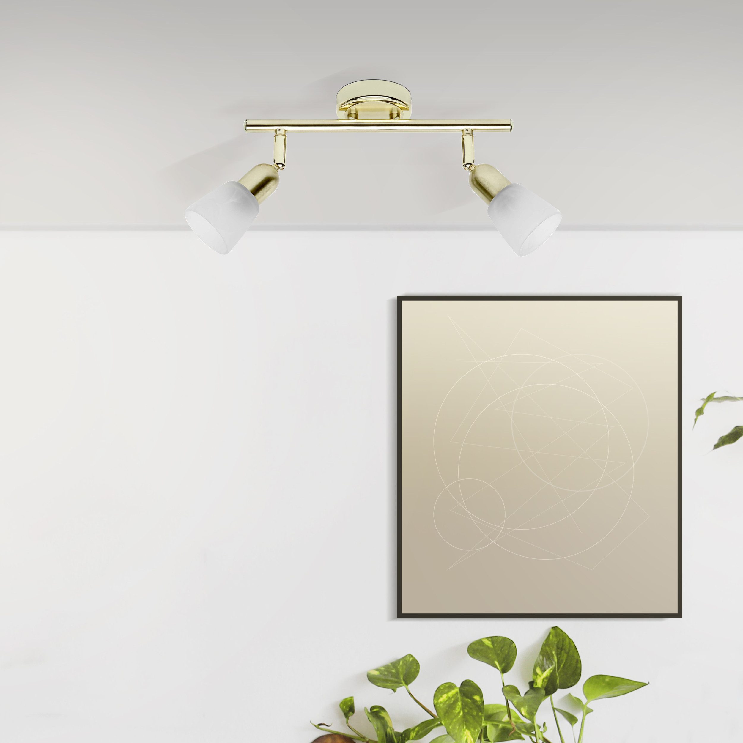 Lightbox Deckenstrahler, ohne Leuchtmittel, Spotrohr, schwenkbar, 10 x 33 x 22 cm, E14, max. 40 W, Messingfraben
