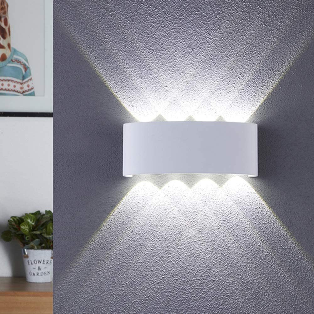 Innen Wandlampe Außen LED Down weiß Wandleuchte LED IP65 GelldG Modern Up 8W und Wandleuchte