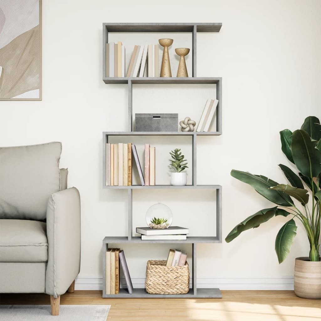vidaXL Bücherregal Raumteiler-Bücherregal 5 Etagen Betongrau günstig online kaufen