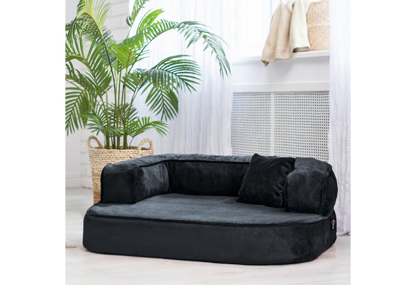 Thumbnail - tierlando® Tierbett Orthopädisches Hundesofa SHARLEEN VISCO PLUS kuscheliger Teddystoff