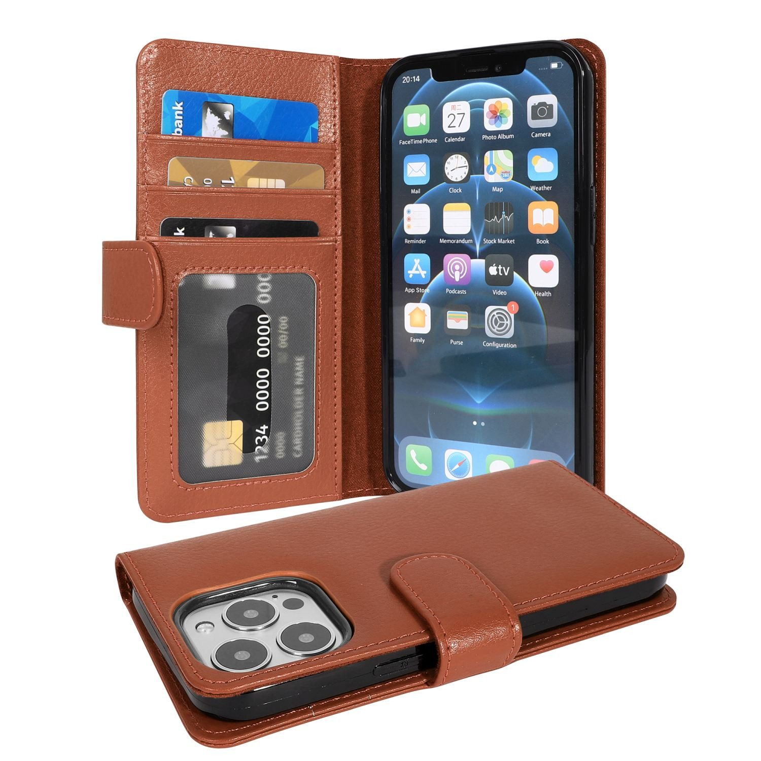 Cadorabo Handyhülle für iPhone 13 PRO Hülle Apple iPhone 13 PRO, Klappbare Handy Schutzhülle - Hülle - mit Standfunktion und Kartenfach