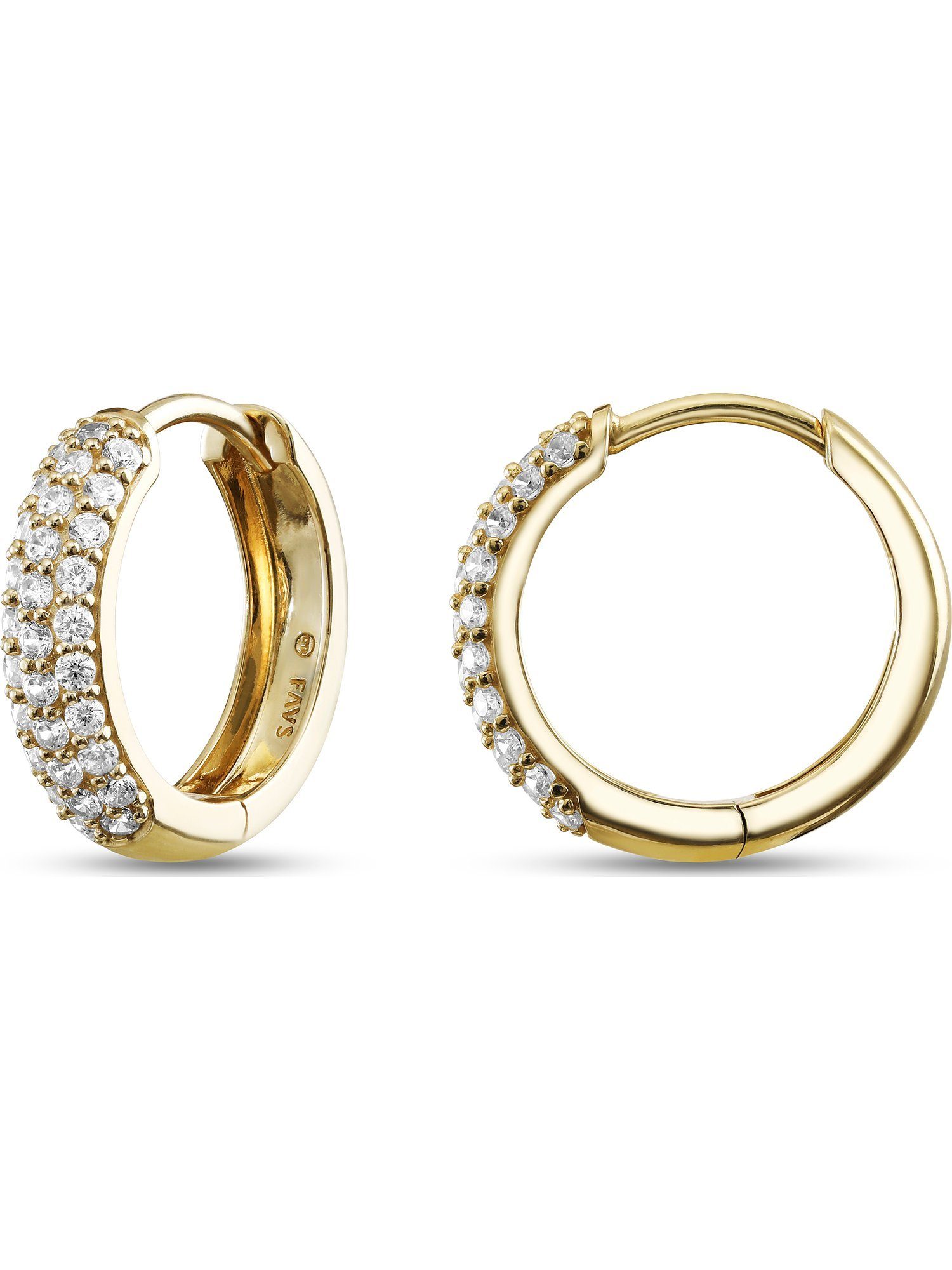 FAVS Paar Creolen FAVS Damen-Creolen 375er Gelbgold 60 Zirkonia (Paar)