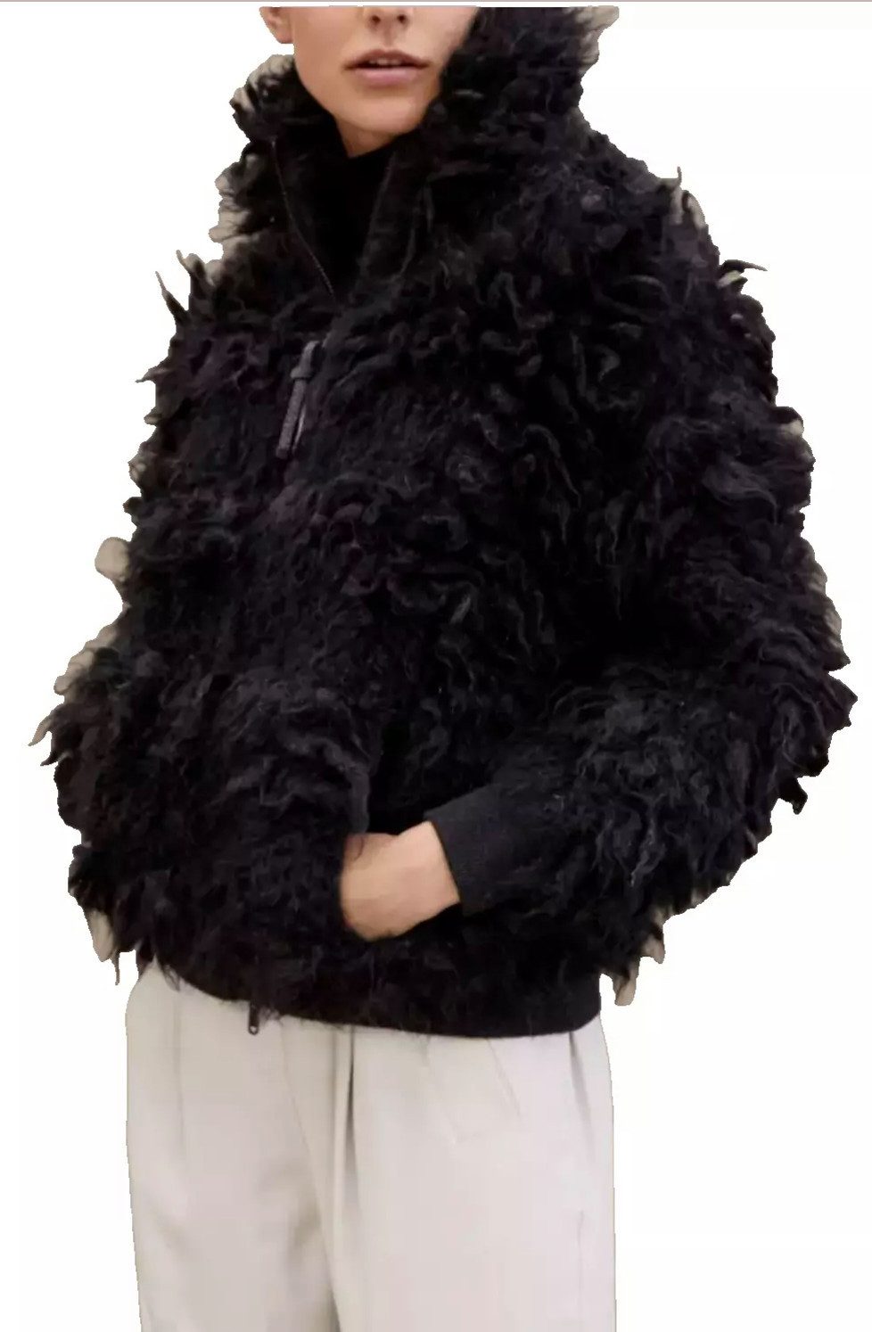 BRUNELLO CUCINELLI Winterjacke Strickjacke Blouson Bomber Fur Stitch Stricktechnik verleiht eine dreidimensionale Optik