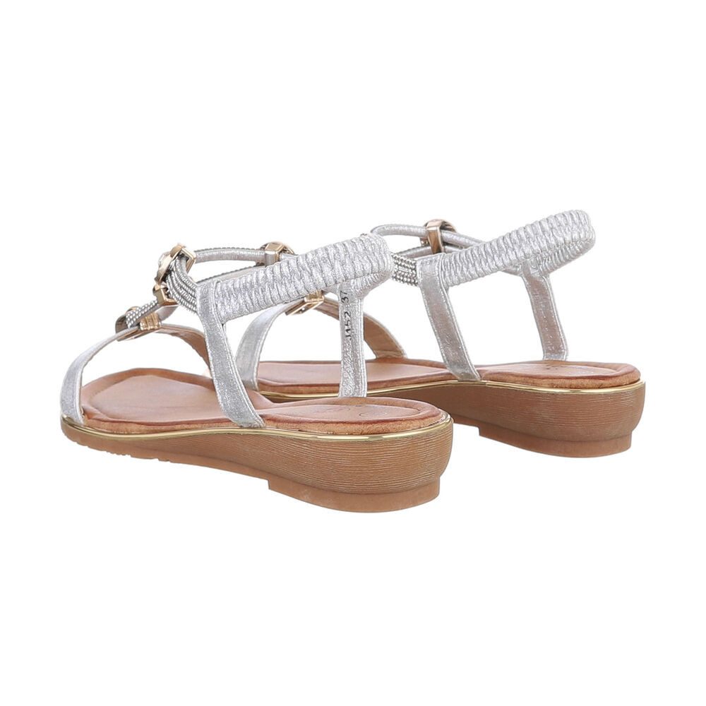 Ital-Design Damen Freizeit Riemchensandalette (86016746) Keilabsatz/Wedge Riemchensandalen in Silber